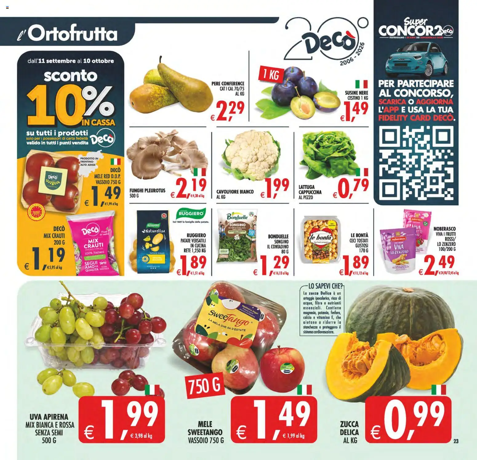 Volantino Decò del 02/10/2026 | Pagina: 23 | Prodotti: Mele, Funghi, Zenzero, Susine