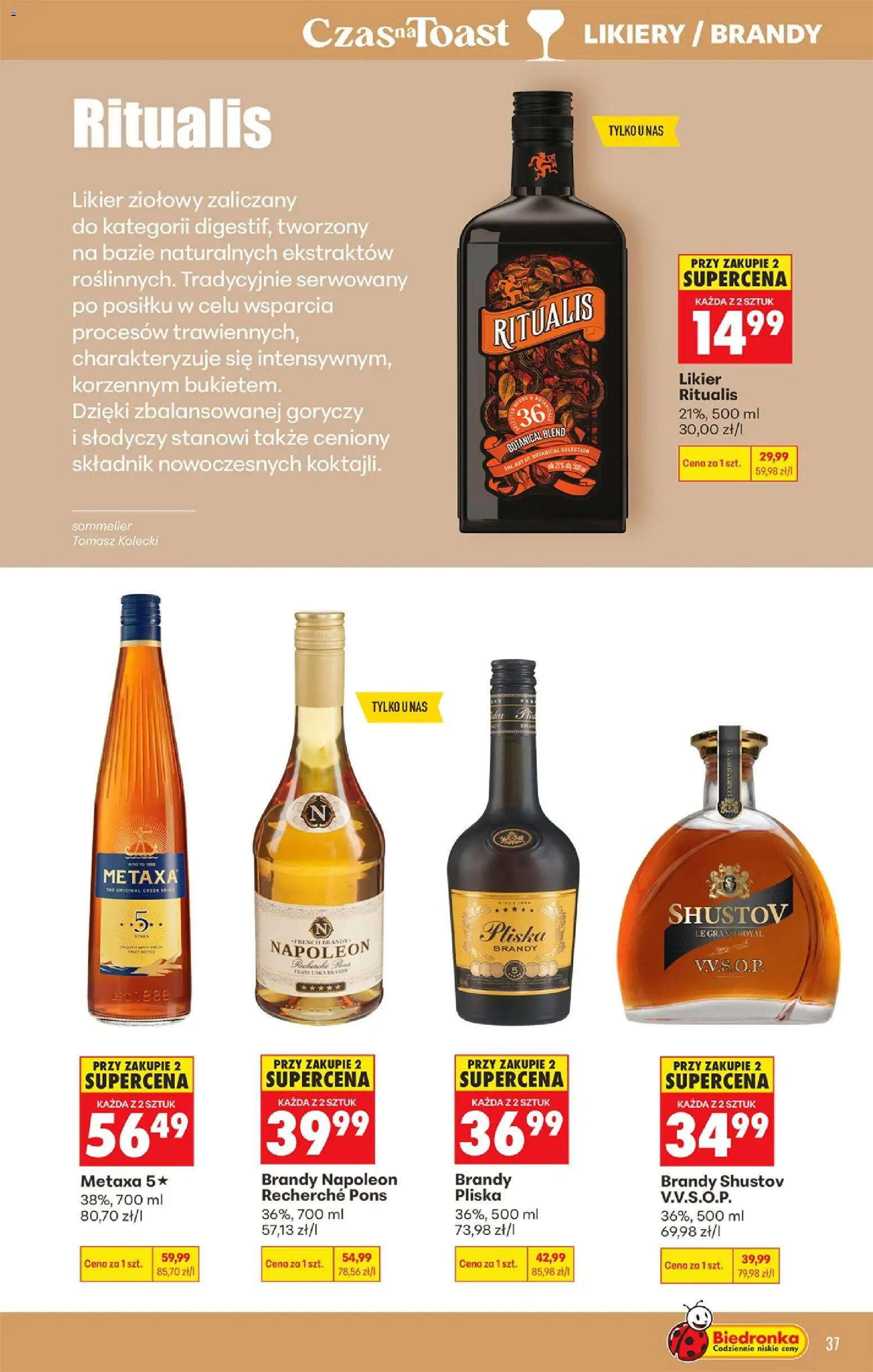 Biedronka Polsko leták - Czas na toast od 20.04.2026 | Strana: 37 | Produkty: Brandy, Metaxa