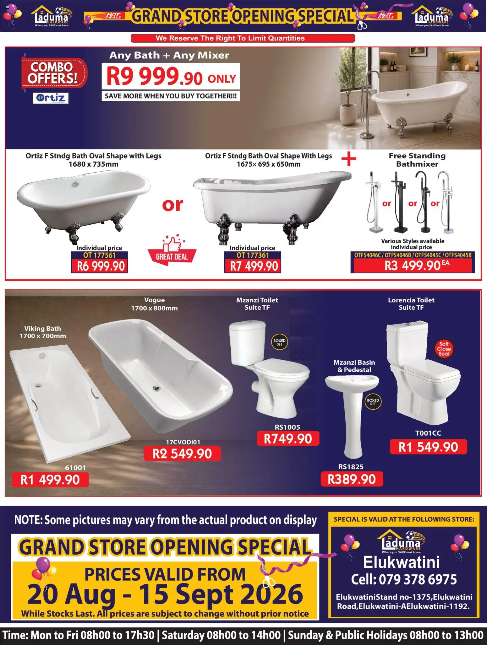 New Laduma Hardware catalogue – valid from 20/08/2026 | Page: 32 | Products: Pedestal, Toilet, Bath, Basin