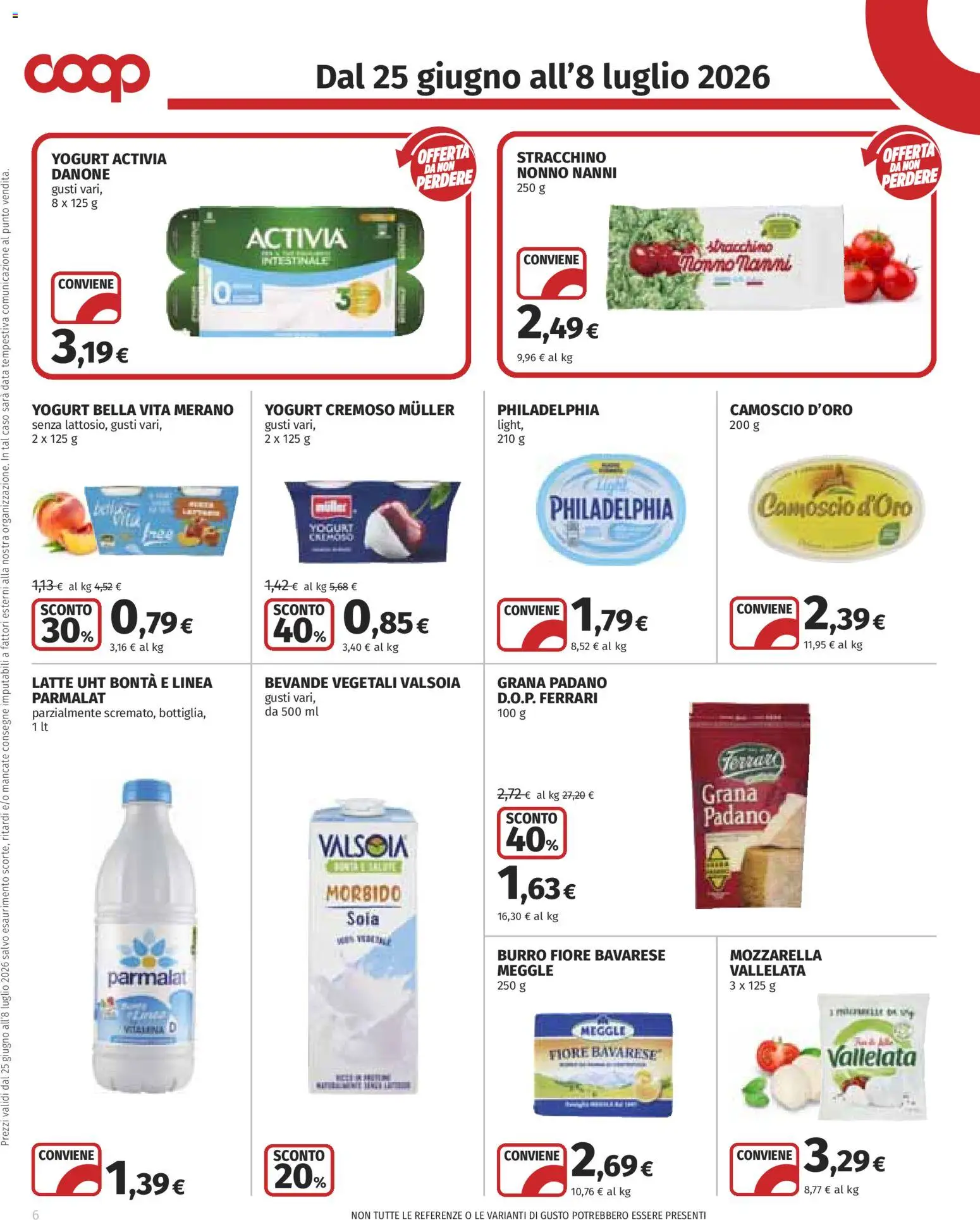 Volantino COOP del 25/06/2026 | Pagina: 6 | Prodotti: Mozzarella, Latte, Data, Tonno