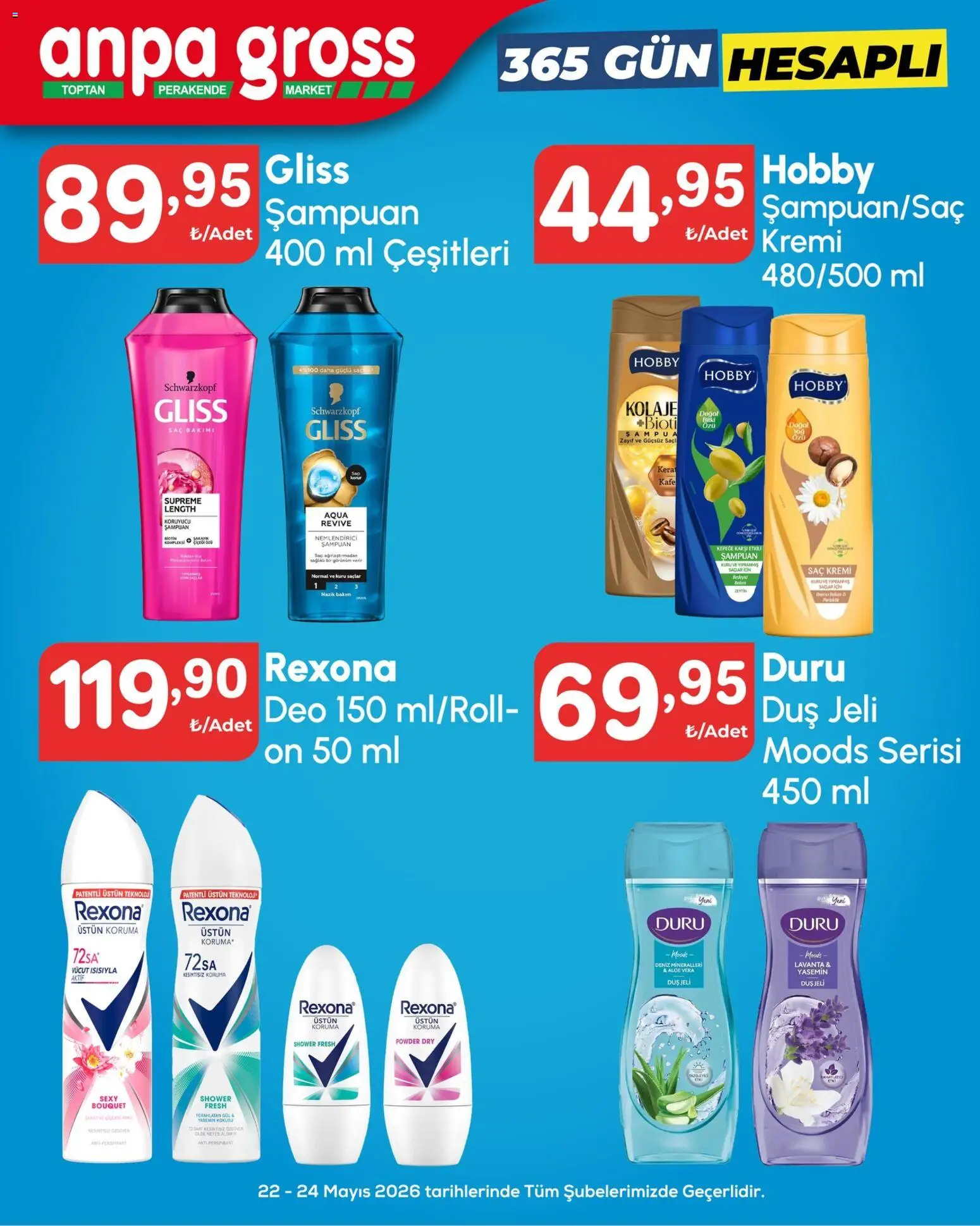 Anpa Gross İndirim - 22.05.2026 tarihinden itibaren geçerlidir | Sayfa: 8 | Ürünler: Duş, Duş jeli, Antiperspirant, Saat