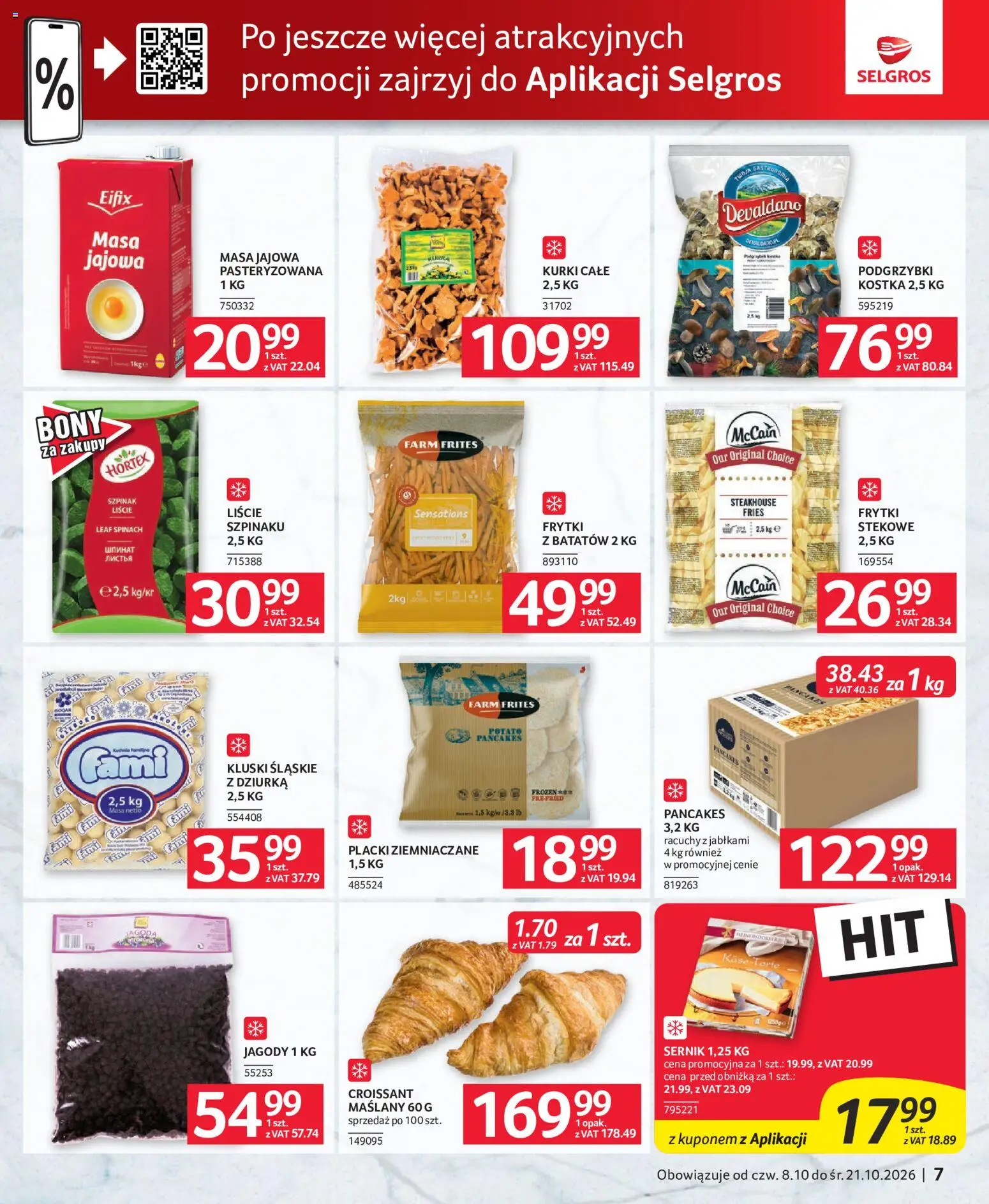 Selgros cash&carry gazetka - Oferta dla gastronomii od 08.10.2026 | Strona: 7 | Produkty: Croissant, Placki ziemniaczane, Szpinak, Pancakes