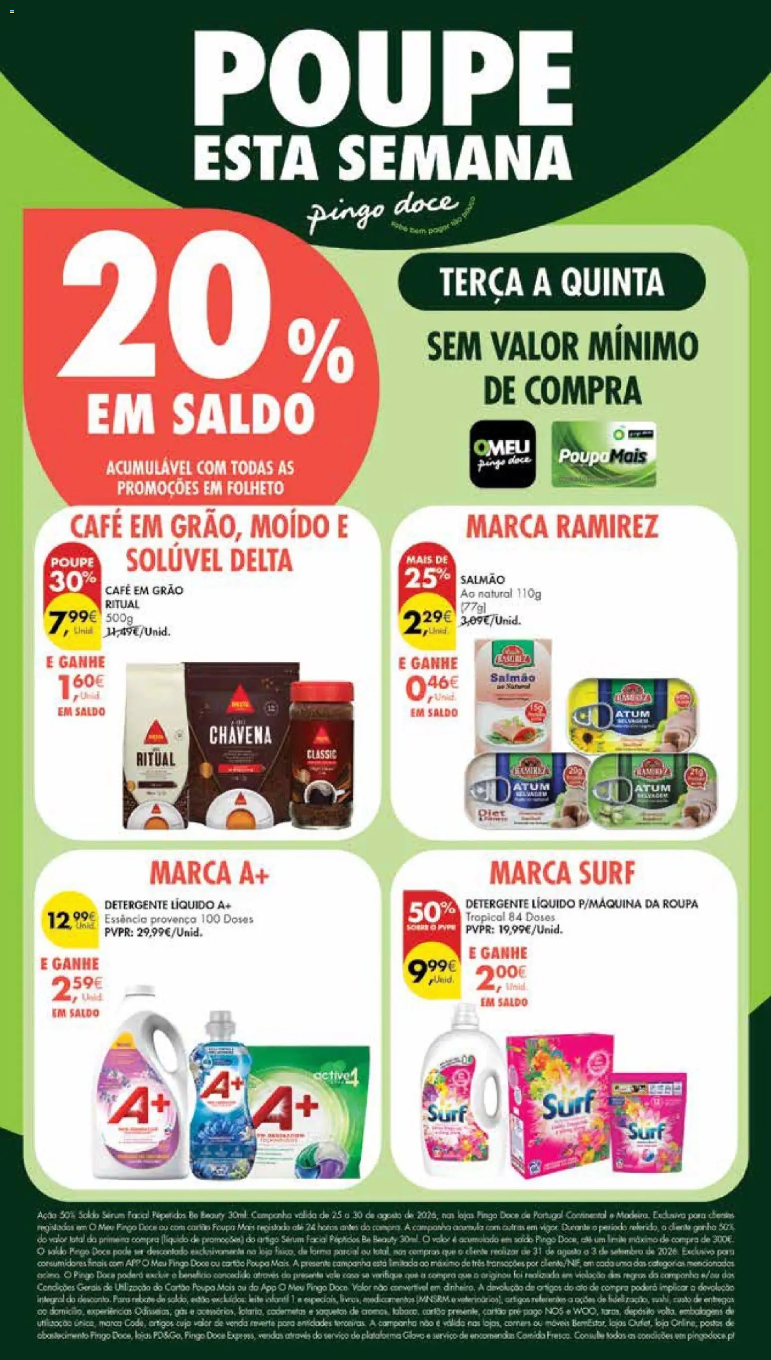 Pingo Doce Poupe Esta Semana Madeira │ válido de 25/08/2026 | Página: 32 | Produtos: Atum, Detergente, Salmão, Café