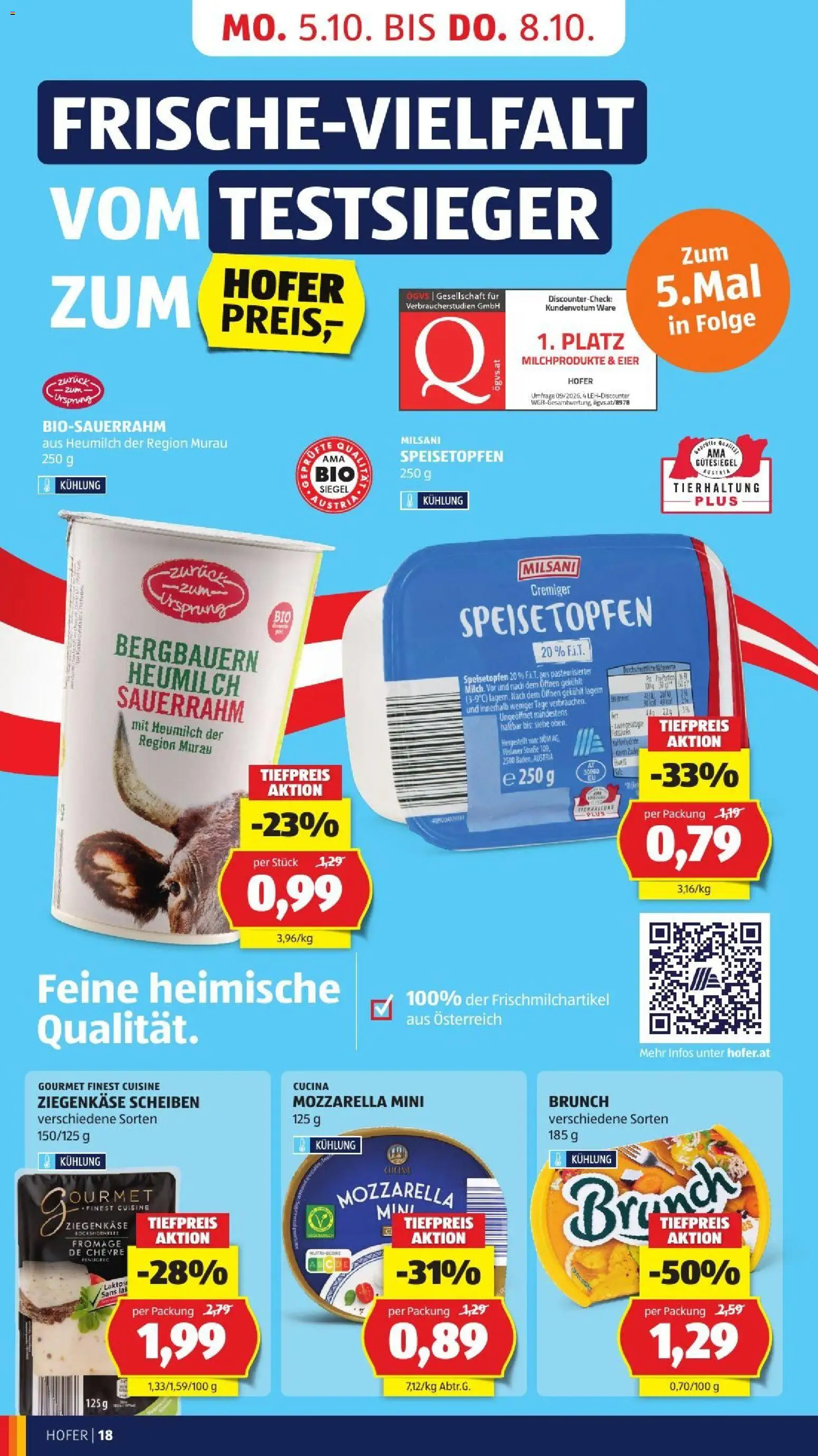 Hofer AT akciós ujság - amely érvényes a következő dátumtól: 2026.10.02. | Oldal: 26 | Termékek: Mozzarella, Milsani, Brandy, Gourmet
