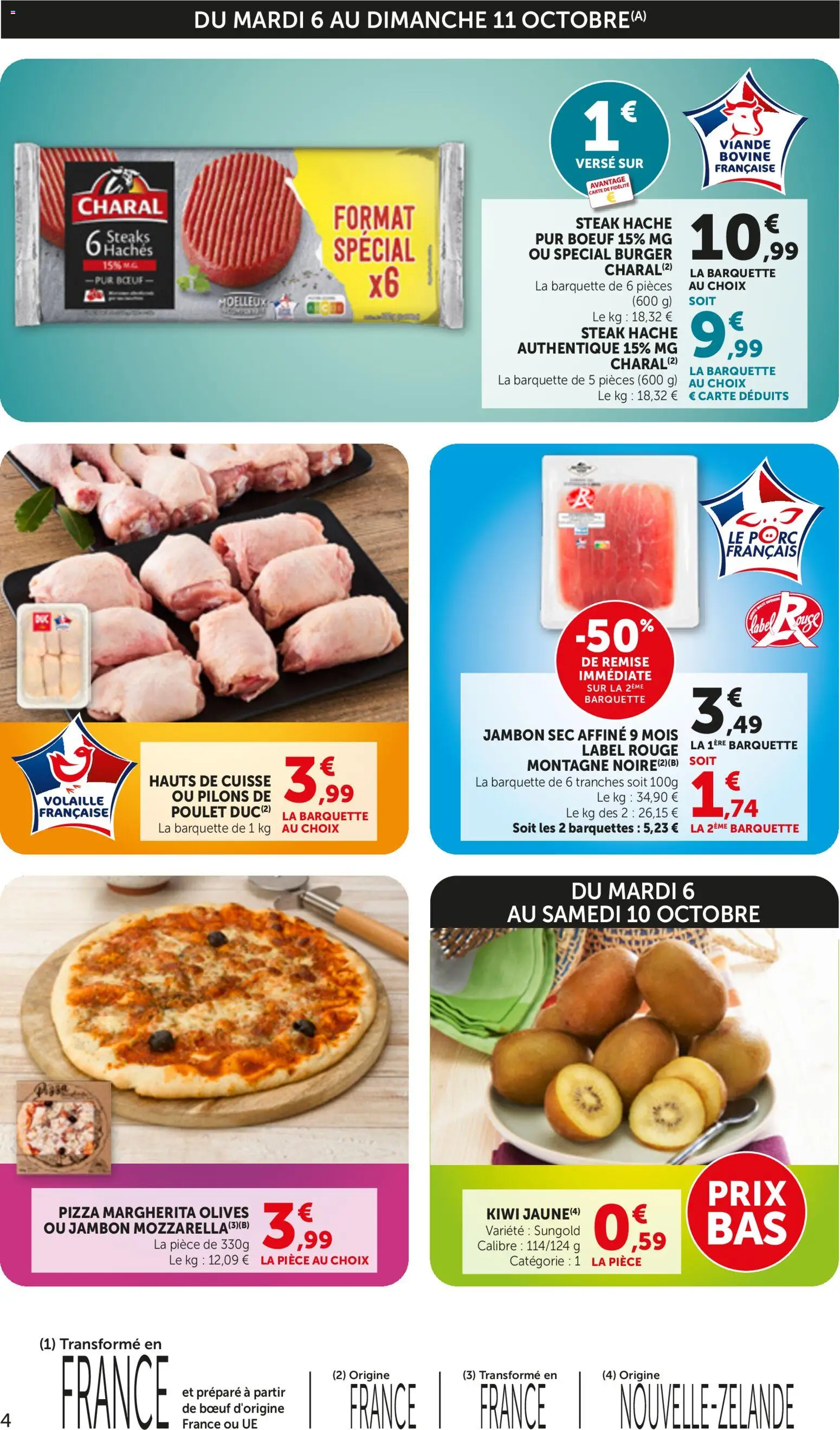 {H1} | Page: 4 | Produits: Olives, Volaille, Pilons, Burger