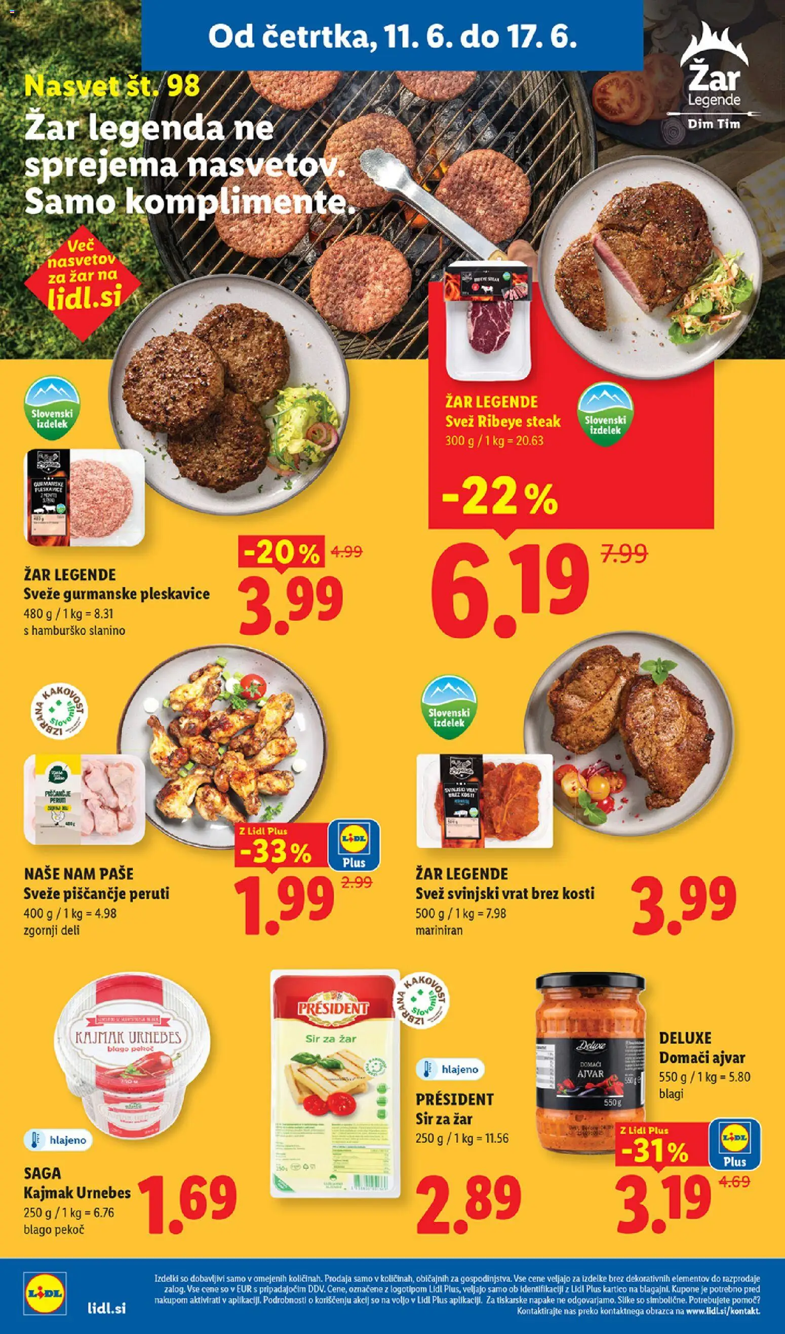 Novi Lidl katalog ponudbe – veljaven od 11.06.2026 | Stran: 8 | Izdelki: Kajmak, Ajvar, Pleskavice, Sir