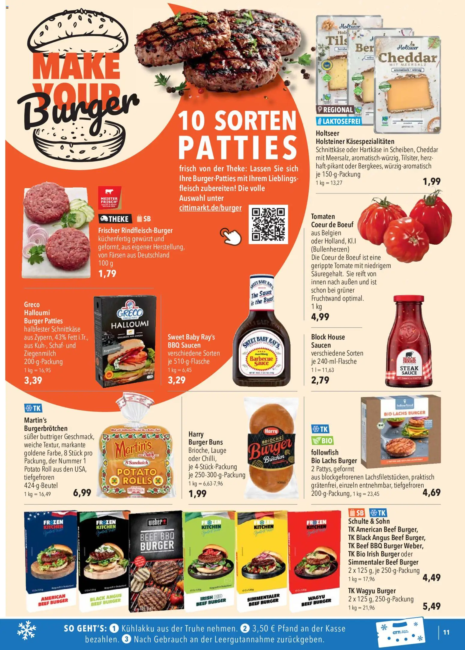 CITTI Markt Prospekt – gültig ab 20.05.2026 | Seite: 11 | Produkte: Truhe, Burger, Tomaten, Fleisch