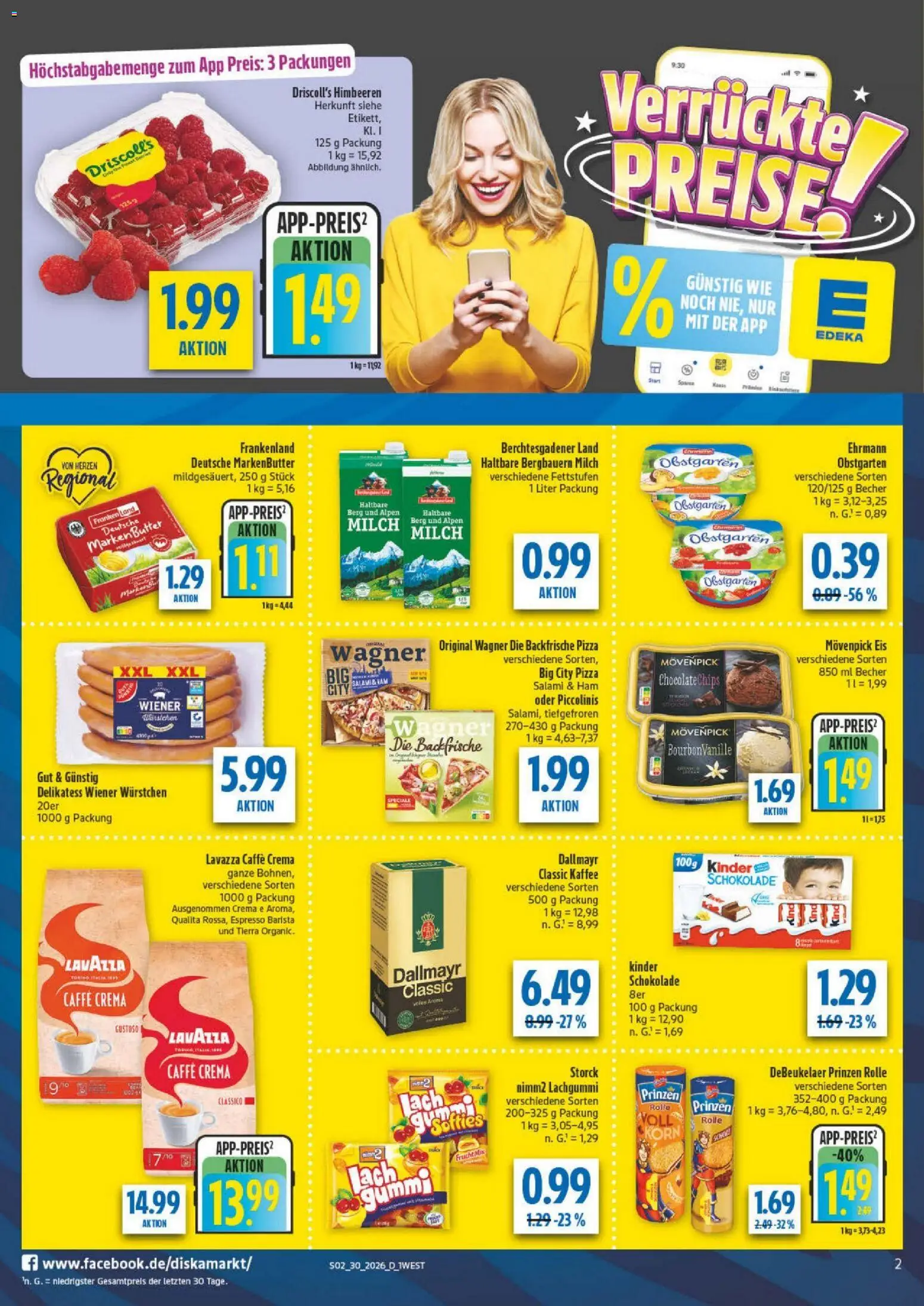 Diska - Diska Angebote Bayern KW30 – gültig ab 20.07.2026 | Seite: 2 | Produkte: Himbeeren, Dallmayr, Piccolinis, Salami