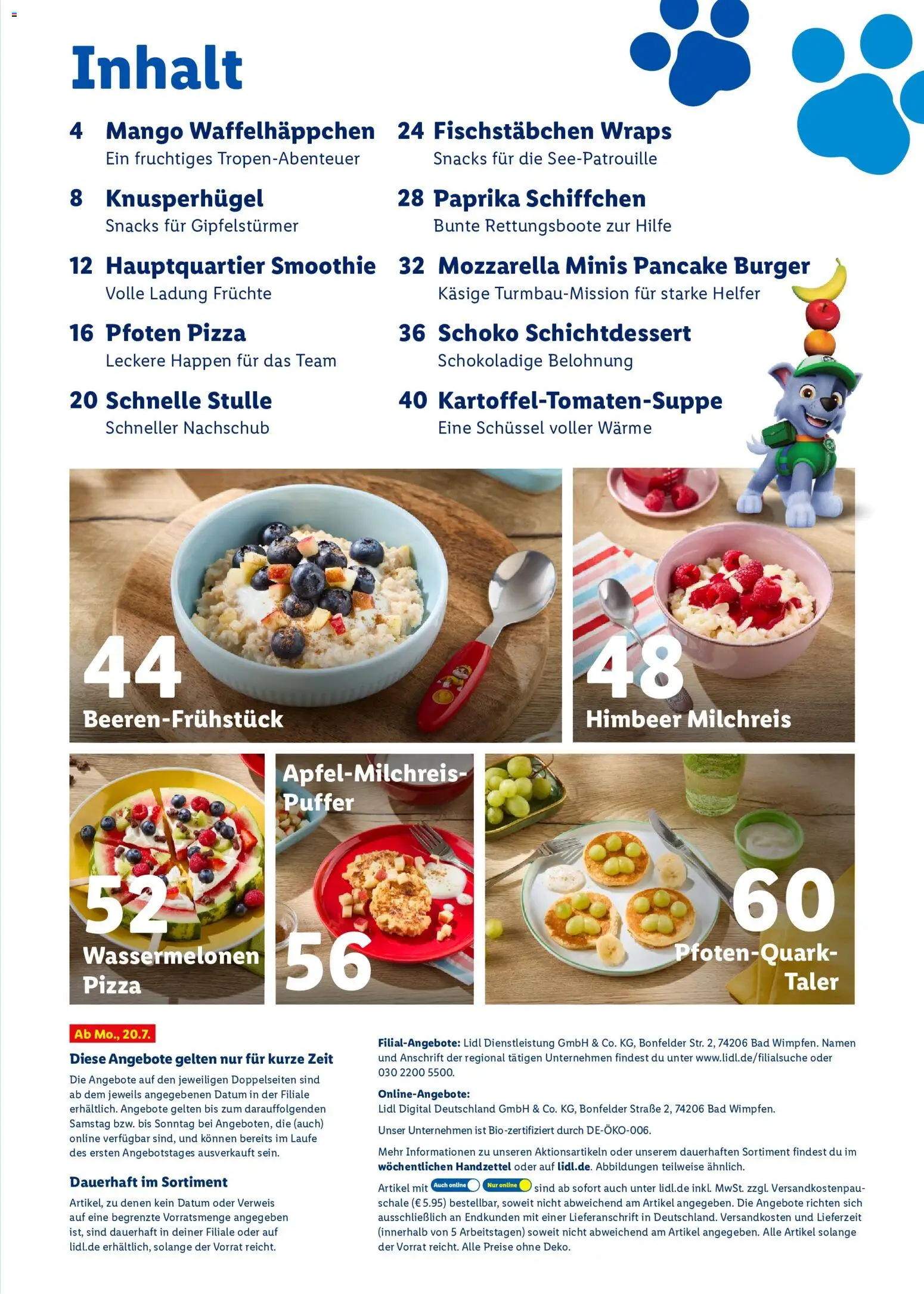 Lidl Německo leták - Paw Patrol od 20.07.2026 | Strana: 3 | Produkty: Mango, Pizza, Paprika, Smoothie
