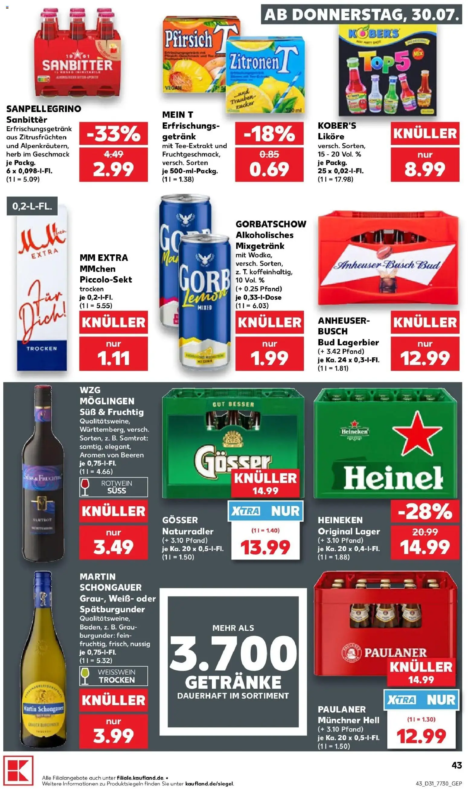 Kaufland Prospekt Naila – gültig ab 30.07.2026 | Seite: 43 | Produkte: Trauben, Rotwein, Weißwein trocken, Paulaner
