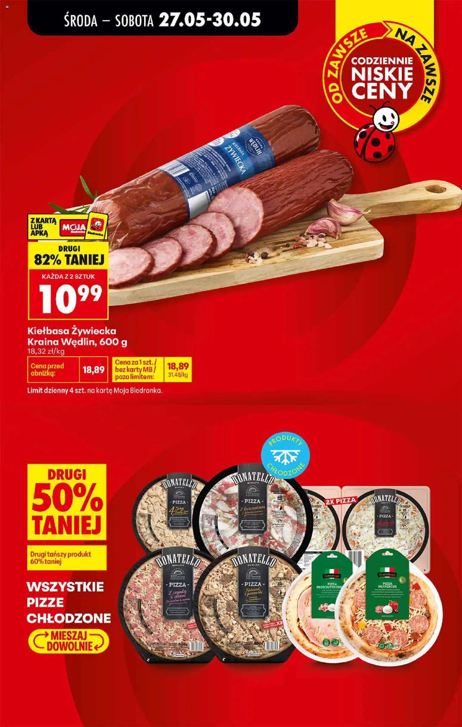 Biedronka gazetka od środy od 27.05.2026 | Strona: 5 | Produkty: Karta, Pieczarki, Szynka, Pizza donatello