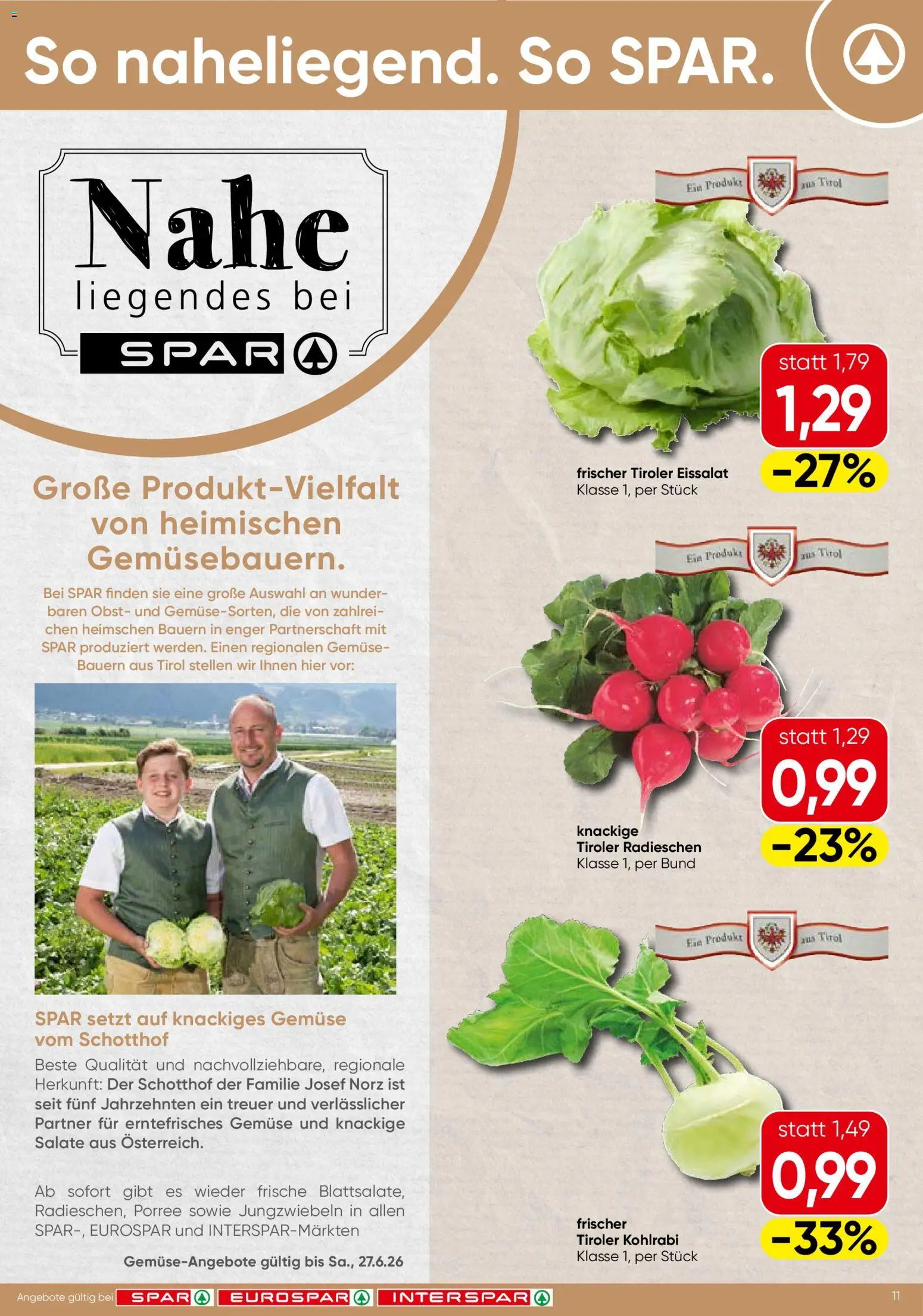Spar Flugblatt - Salzburg gültig ab 25.06.2026 | Seite: 11 | Produkte: Gemüse, Obst