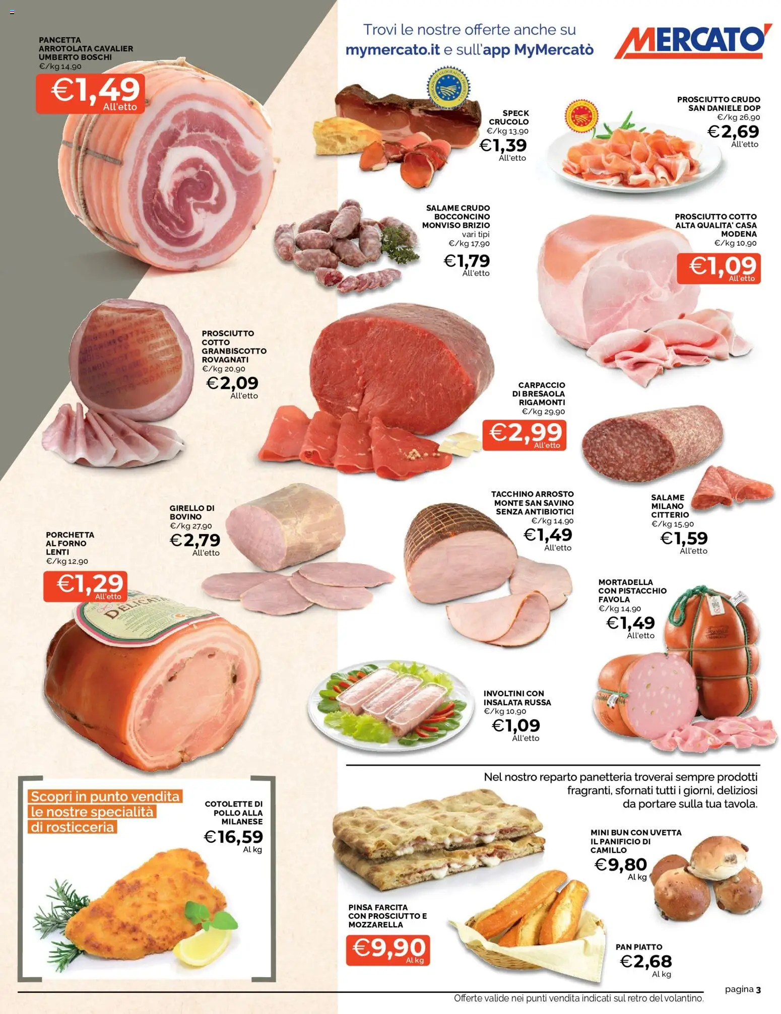 Volantino Mercatò del 24/08/2026 | Pagina: 3 | Prodotti: Bovino, Prosciutto Cotto, Insalata, Insalata russa