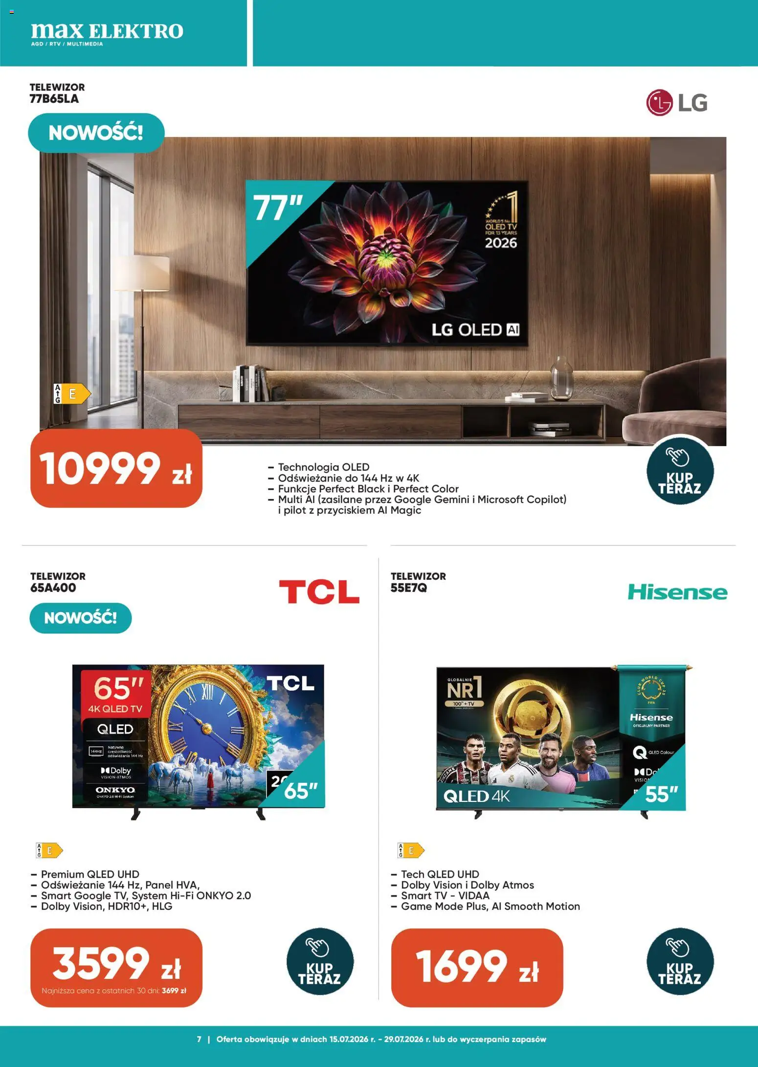 Max elektro gazetka od 15.07.2026 | Strona: 7 | Produkty: Telewizor