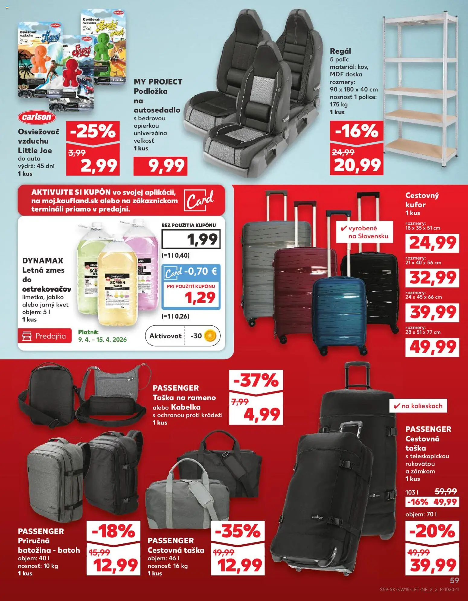Nové Kaufland akcie – leták je platný od 09.04.2026 | Strana: 59 | Produkty: Regál, Osviežovač vzduchu, Police