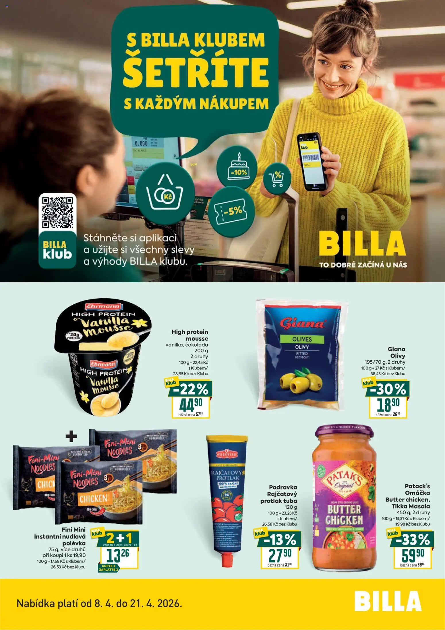 Billa leták - Bonus club od 08.04.2026 | Strana: 2 | Produkty: Tuba, Čokoláda, Olivy, Protein