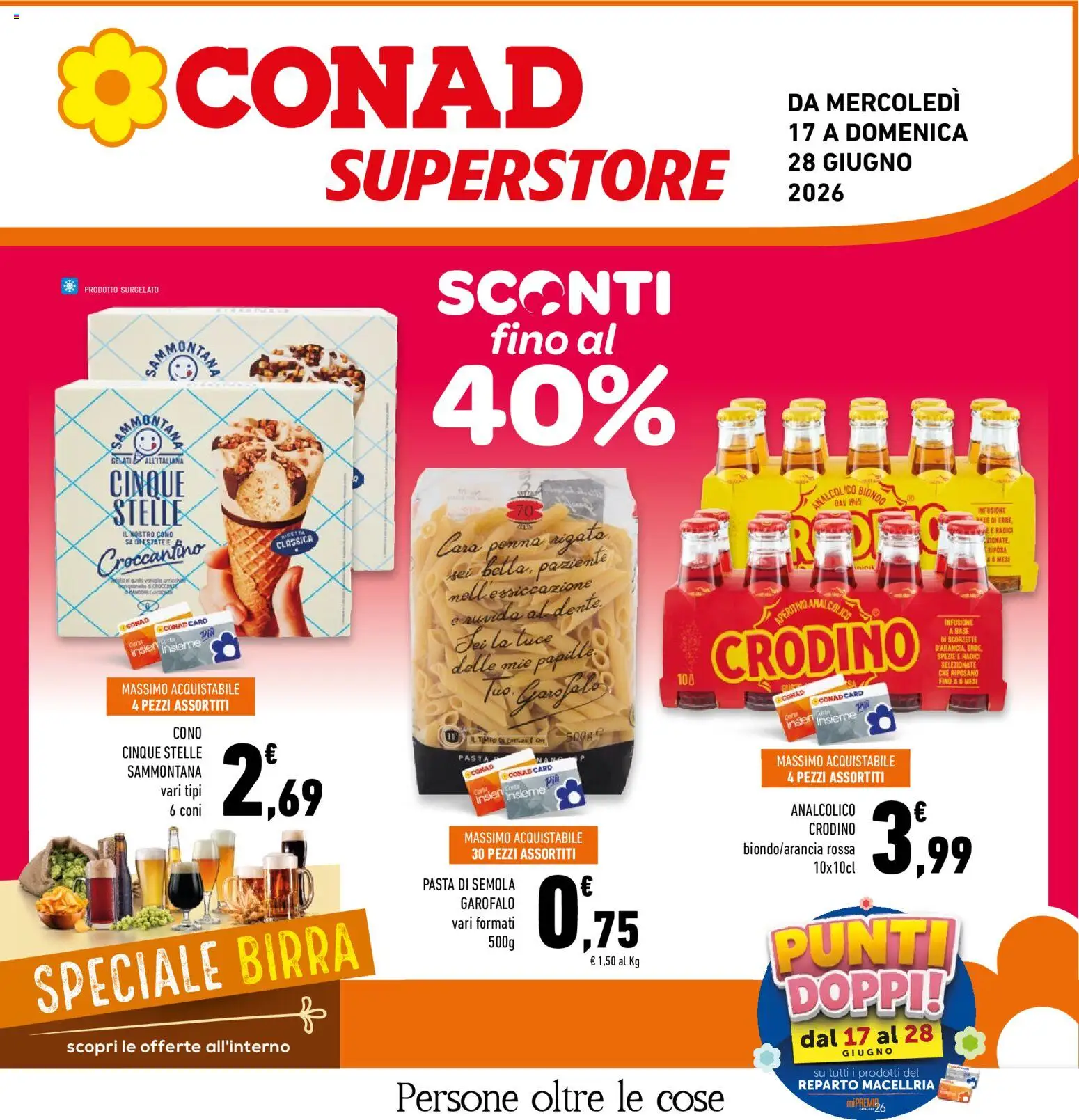 Volantino Conad del 17.06.2026 | Pagina: 1 | Prodotti: Birra, Spezie, Pasta, Infusione