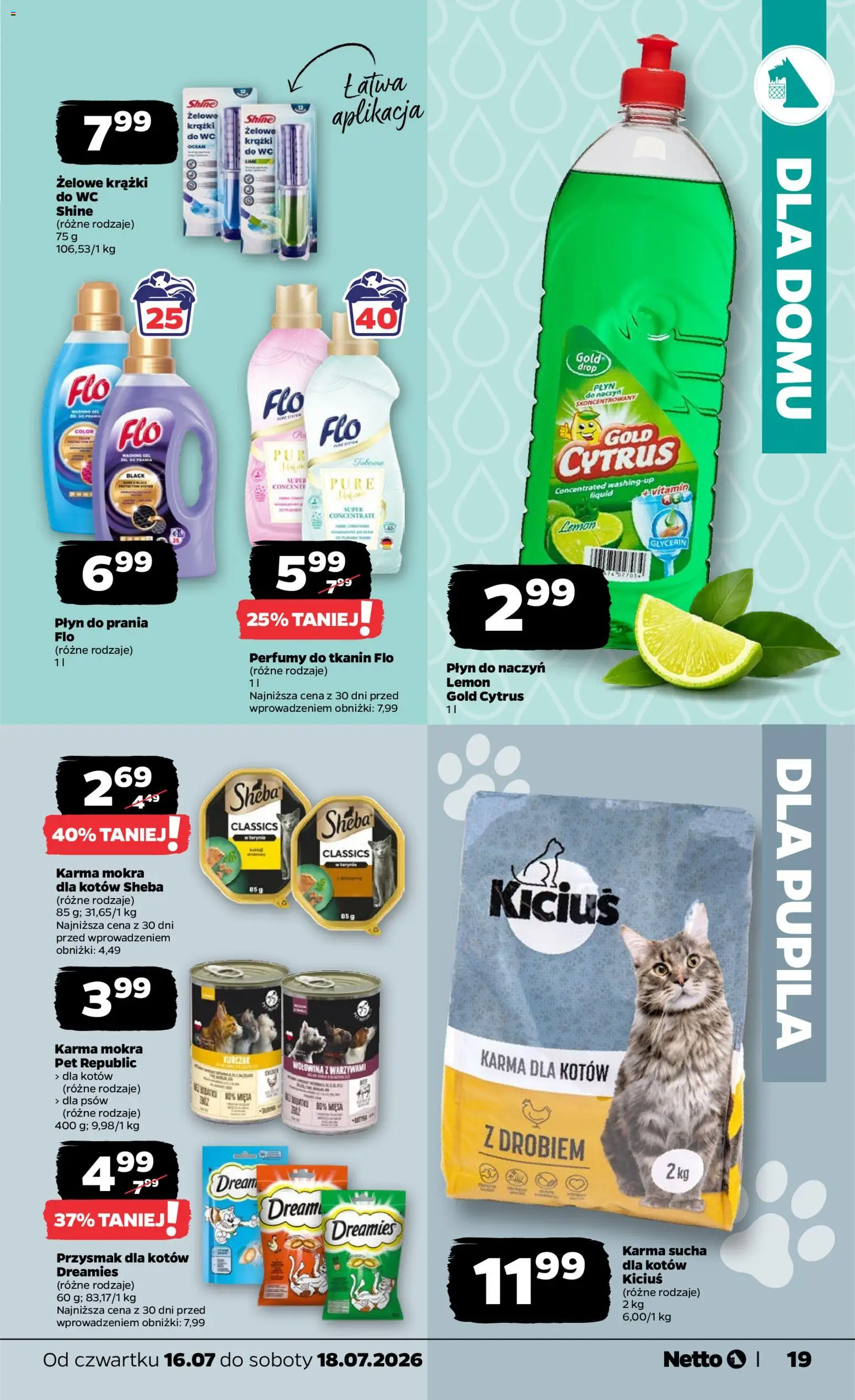 Netto gazetka od czwartku od 16.07.2026 | Strona: 19 | Produkty: Kurczak, Perfumy, Karma dla kotów, Wołowina