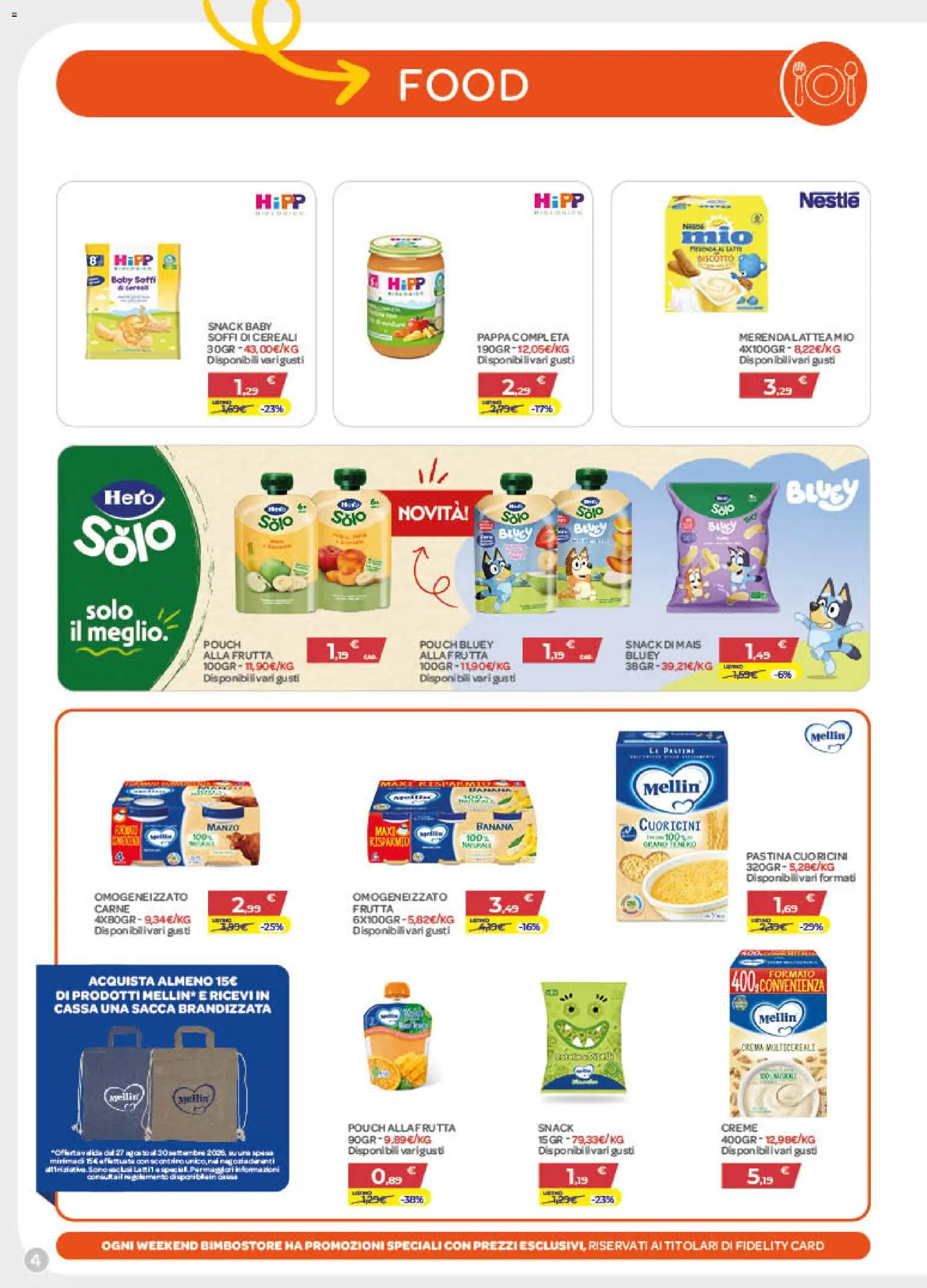 Volantino Bimbo store del 27/08/2026 | Pagina: 4 | Prodotti: Crema, Manzo, Frutta, Carne