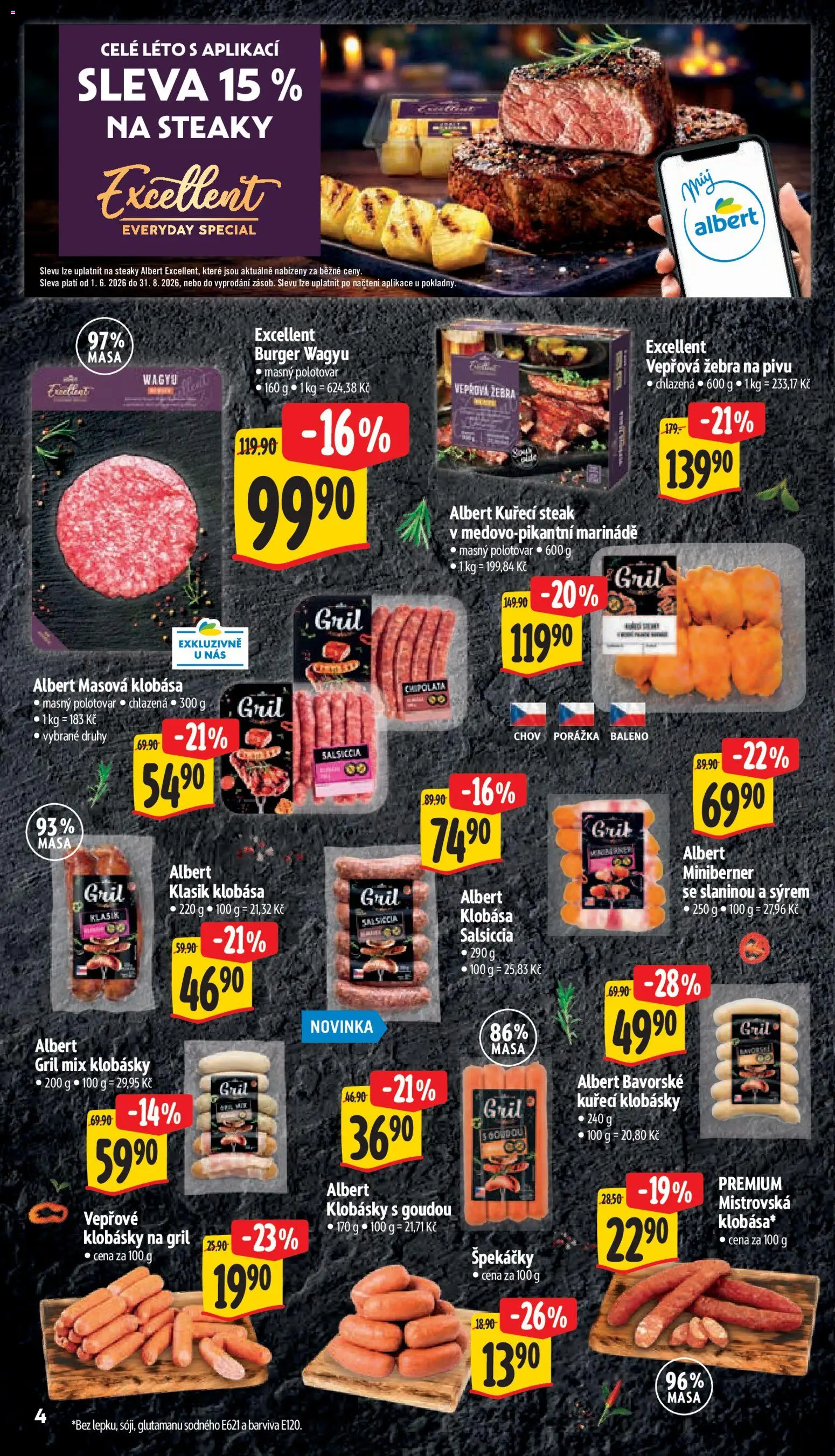 Albert leták - Hypermarket od 03.06.2026 | Strana: 12 | Produkty: Špekáčky, Steak, Gril, Salsiccia