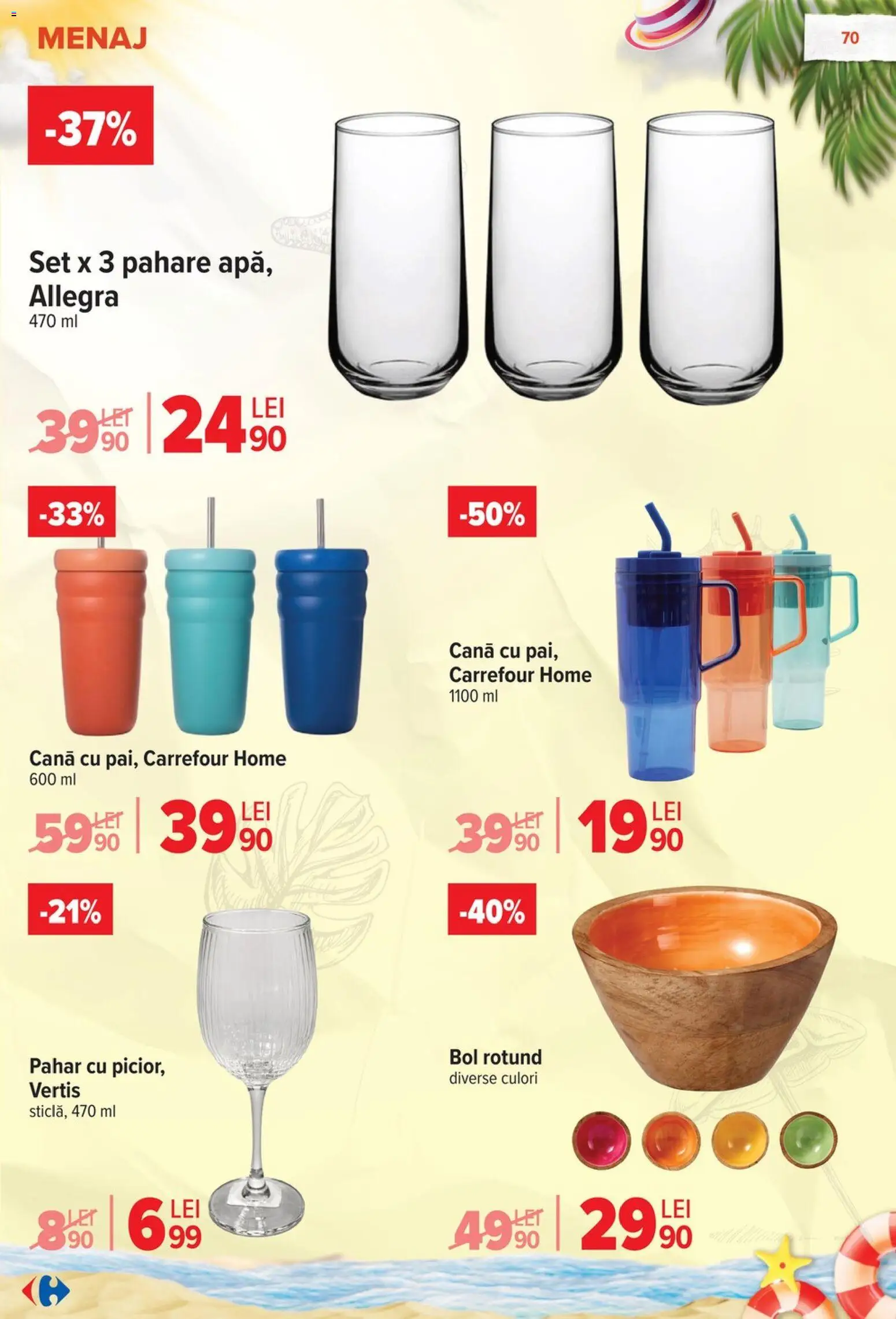 Noul catalog Carrefour – valabil de la 17.06.2026 | Pagină: 71 | Produse: Pahare, Bol