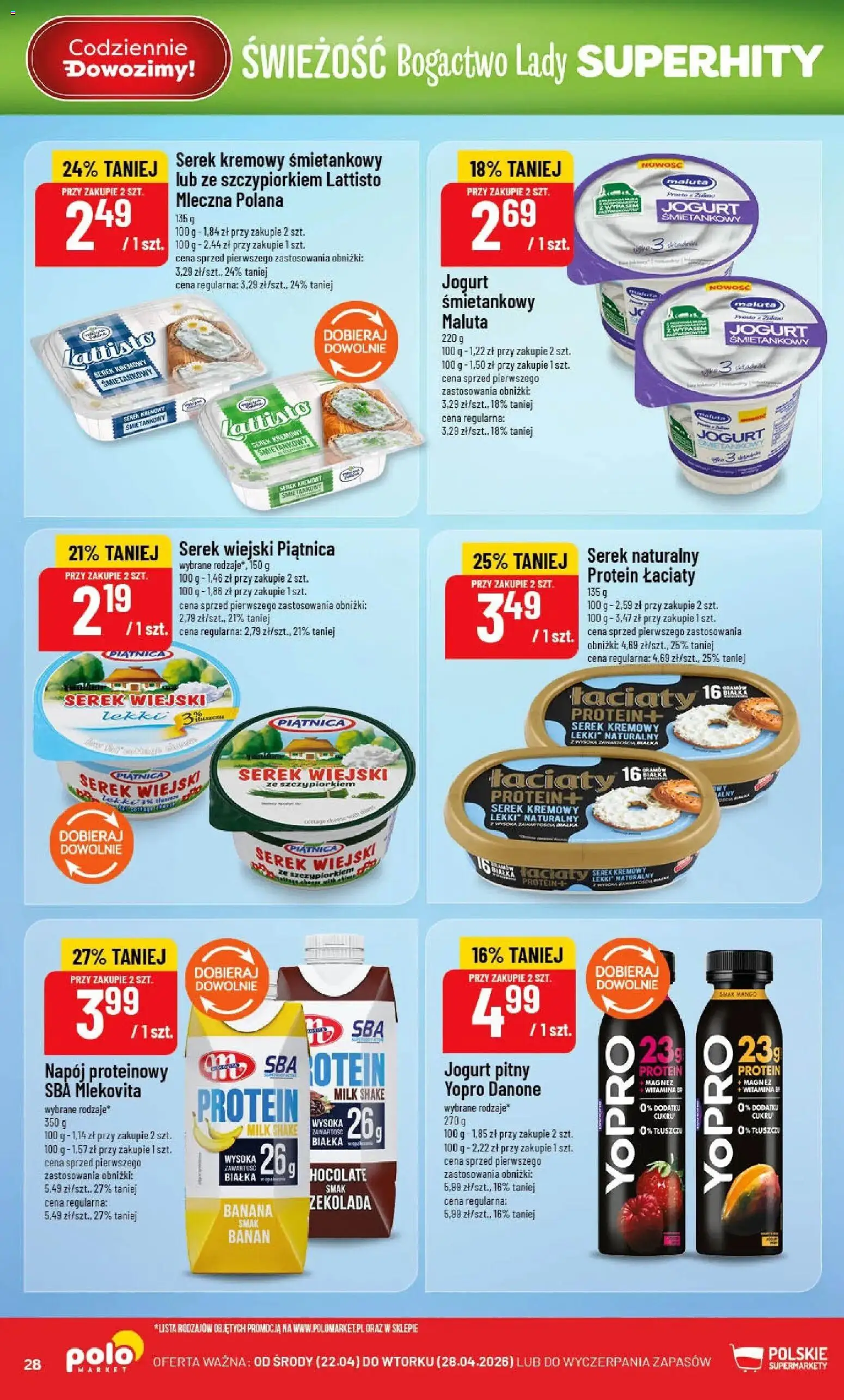 POLOmarket gazetka od 22.04.2026 | Strona: 28 | Produkty: Mango, Serek wiejski, Jogurt, Banan