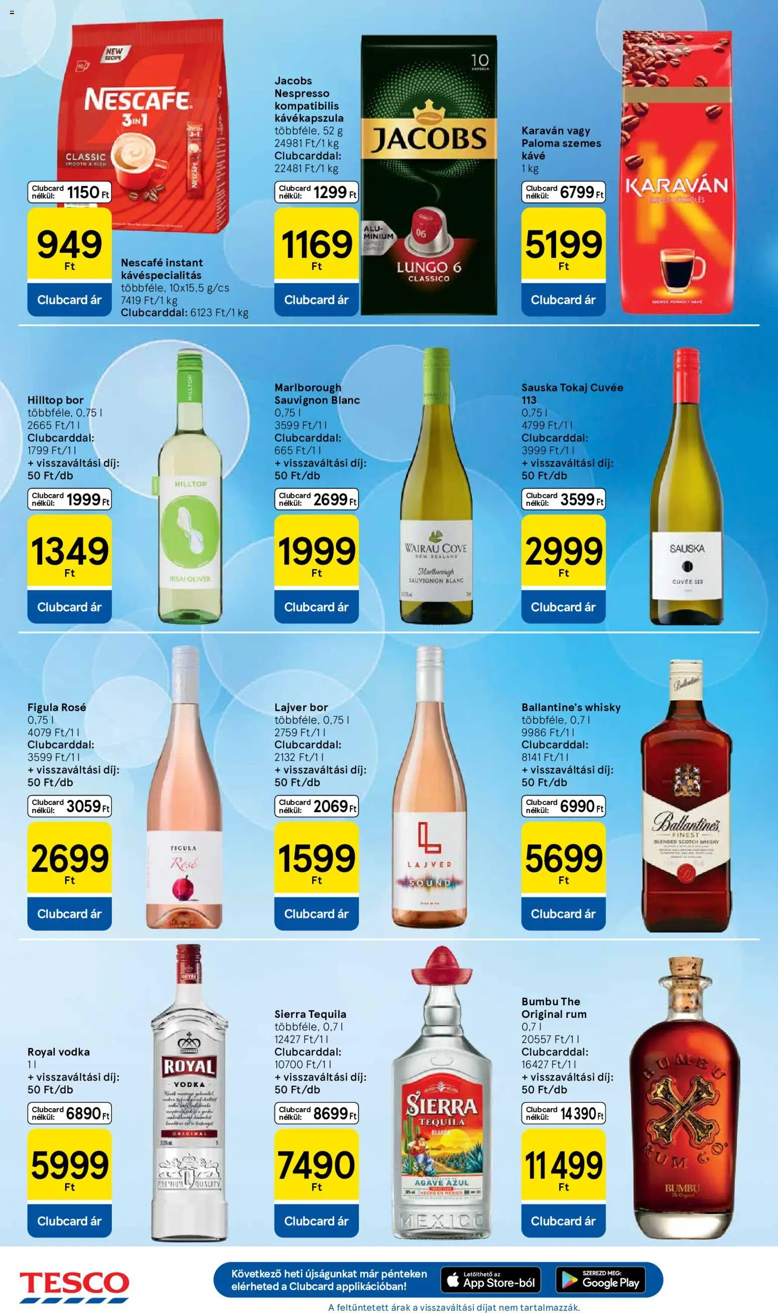 Tesco akciós ujság - amely érvényes a következő dátumtól: 2026.08.18. | Oldal: 30 | Termékek: Kávékapszula, Nespresso, Vodka, Rosé