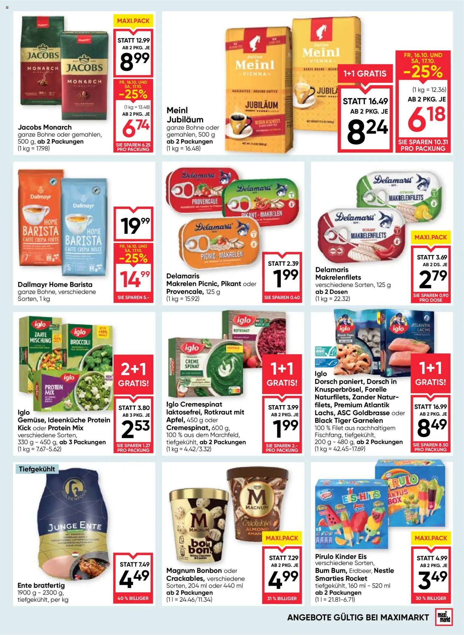 Maximarkt Flugblatt gültig ab 15.10.2026 | Seite: 11 | Produkte: Eis, Bohne, Creme