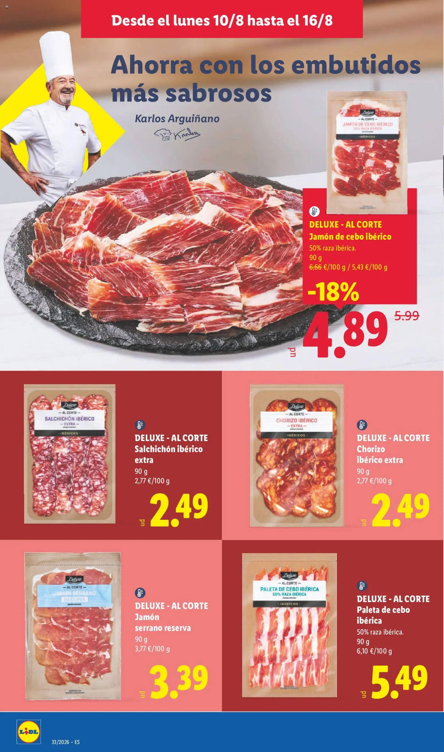 Lidl folleto │ válido desde el 10/08/2026 | Página: 10 | Productos: Jamón serrano, Jamón, Embutidos, Salami