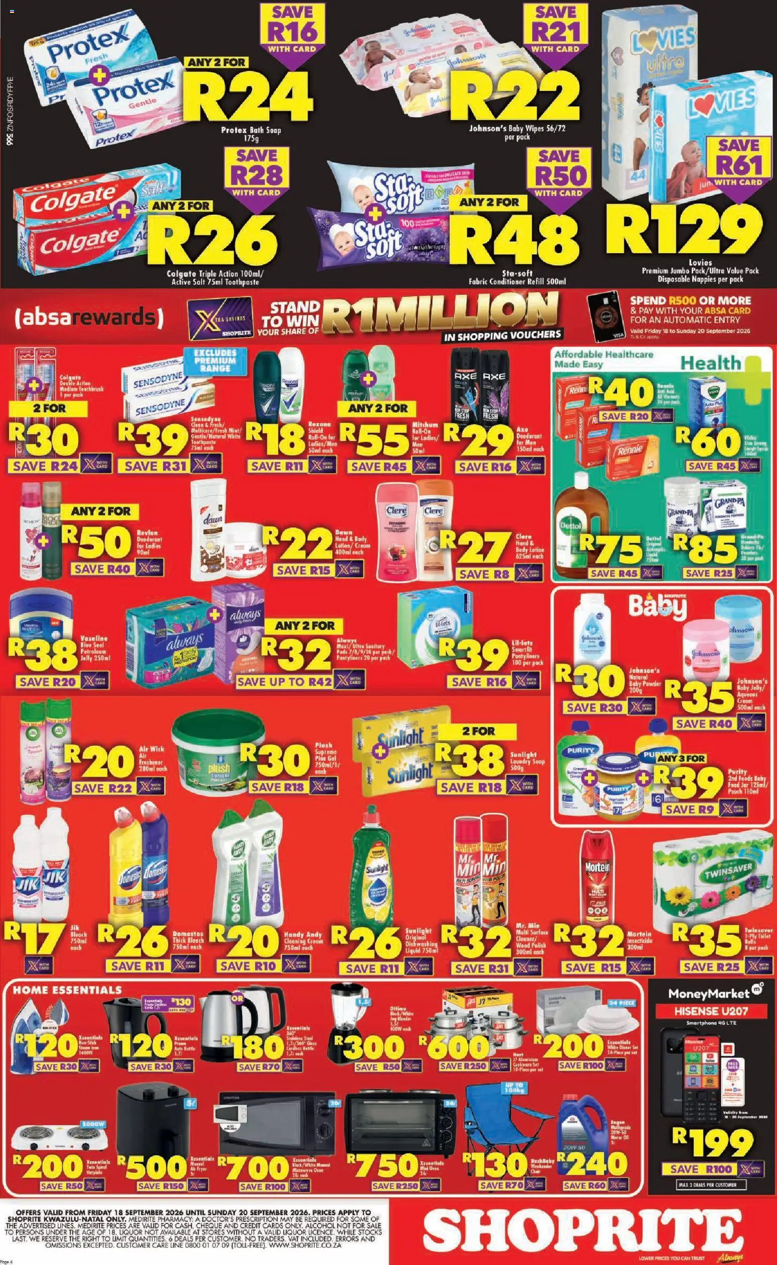 New Shoprite catalogue – valid from 18/09/2026 | Page: 4 | Products: Smartphone, Deodorant, Nappies, Lotion