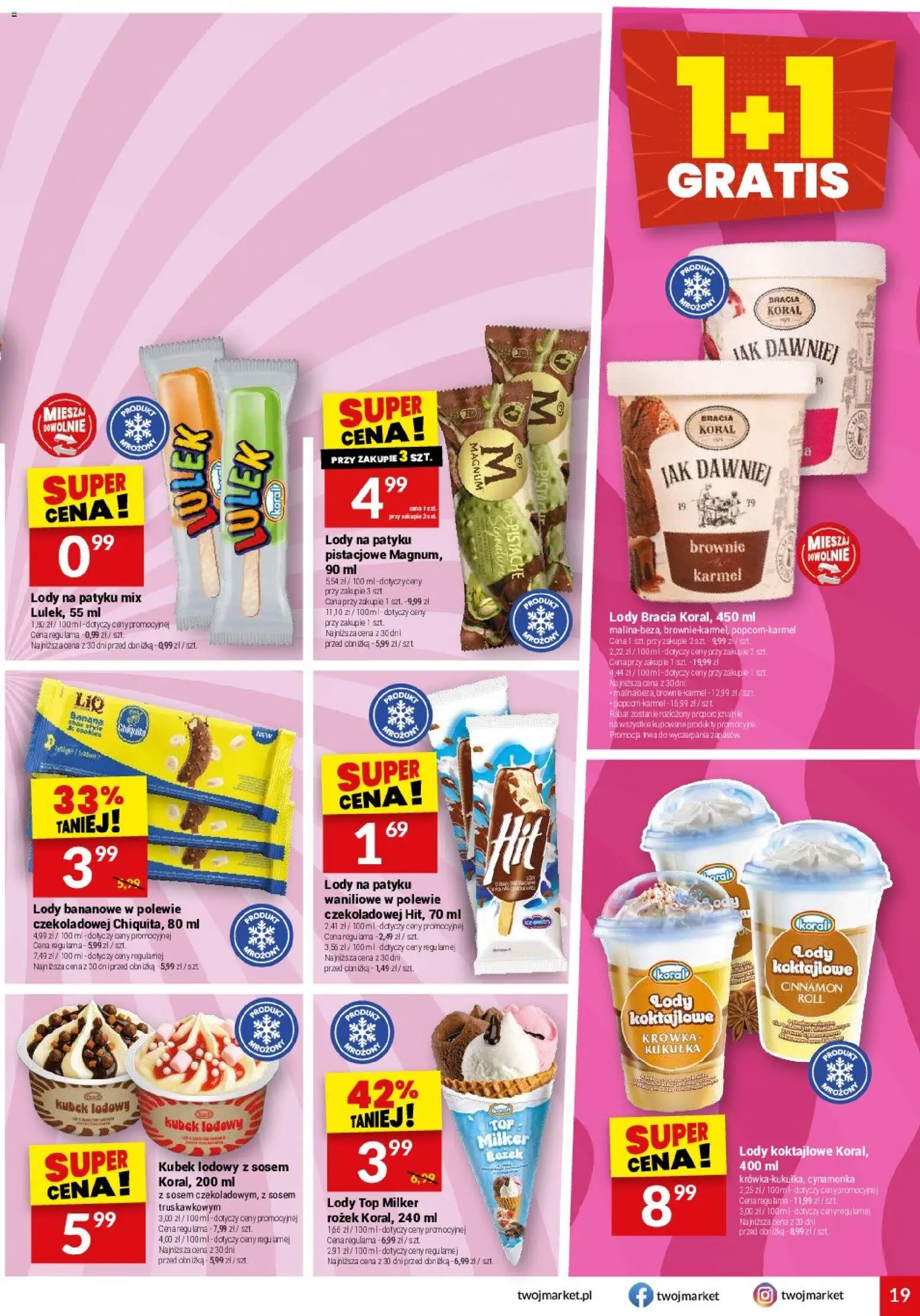 Twój Market gazetka od 05.08.2026 | Strona: 19 | Produkty: Top, Krowka, Lody na patyku, Lody