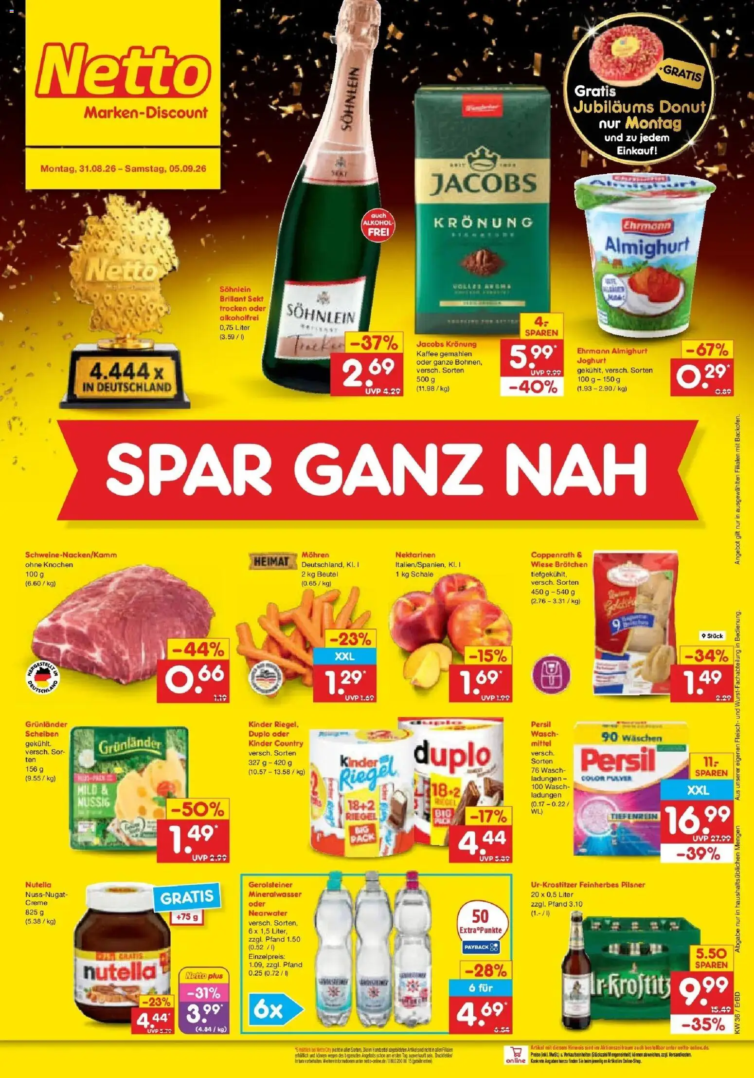 Netto Marken-Discount Prospekt Weimar – gültig ab 31.08.2026 | Seite: 2 | Produkte: Ehrmann almighurt, Kaffee, Nutella, Gerolsteiner