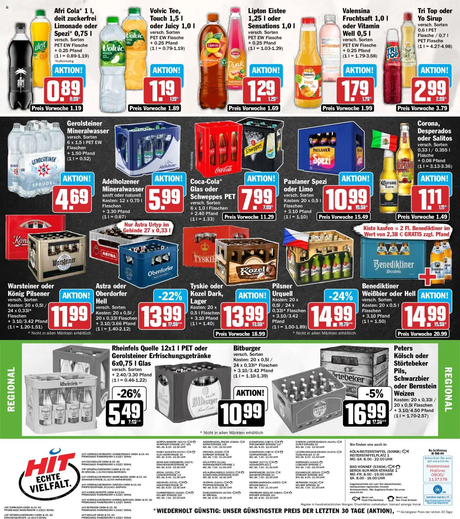 HIT Prospekt – gültig ab 24.08.2026 | Seite: 18 | Produkte: Bitburger, Weißbier, Desperados, Gerolsteiner