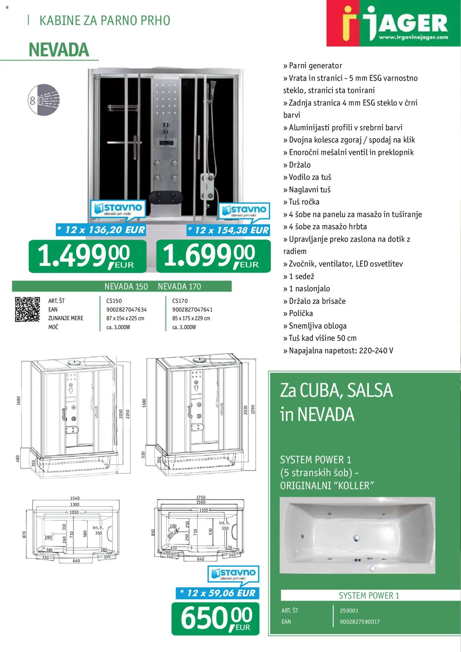 Novi Jager katalog ponudbe – veljaven od 21.08.2026 | Stran: 30 | Izdelki: Ventil, Tuš kad, Generator, Vrata
