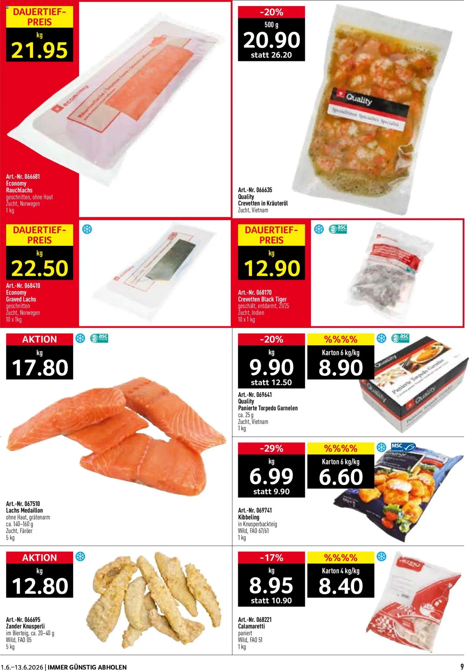Prodega aktionen WM 2026 – gültig ab 01.06.2026 | Seite: 9 | Produkte: Garnelen, Lachs