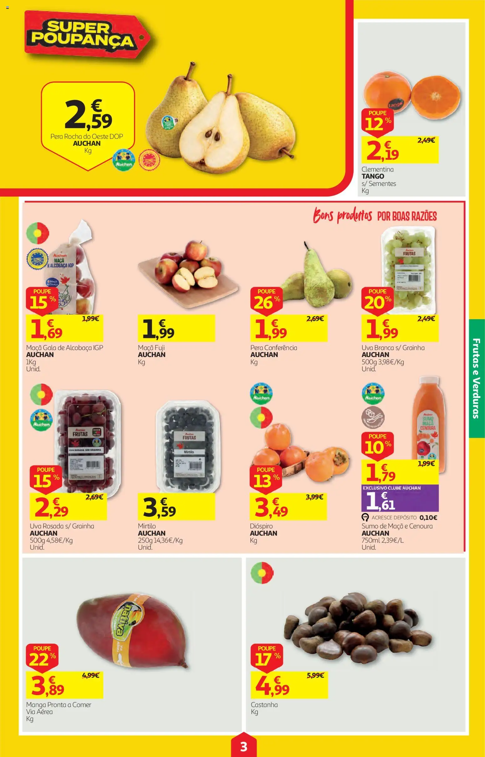 Auchan folheto │ válido de 22/10/2026 | Página: 3 | Produtos: Frutas, Maça, Sumo, Cenoura