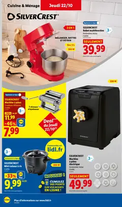 LIDL - Prévisualisation de SILVERCREST Robot multifonction, Mélanger, battre et pétrir. Env. 5 L, 350 W. valide à partir de 22/10/2026 | Page: 44