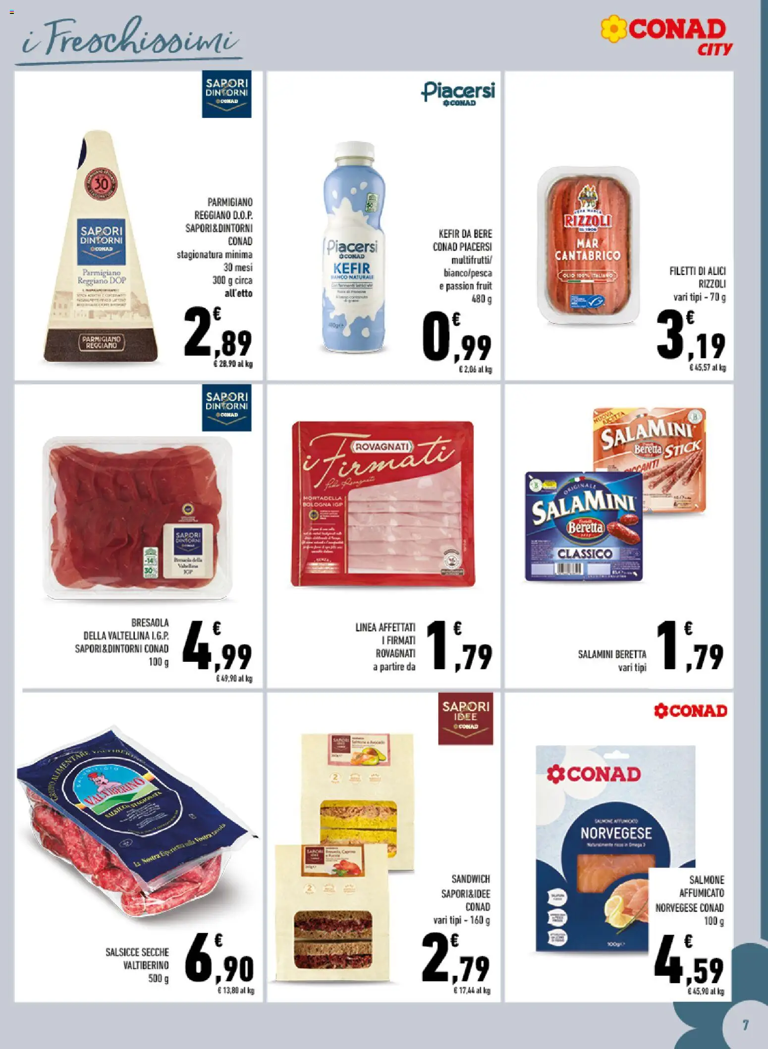 Volantino Conad del 03.06.2026 | Pagina: 7 | Prodotti: Salmone affumicato, Bresaola, Parmigiano, Alici