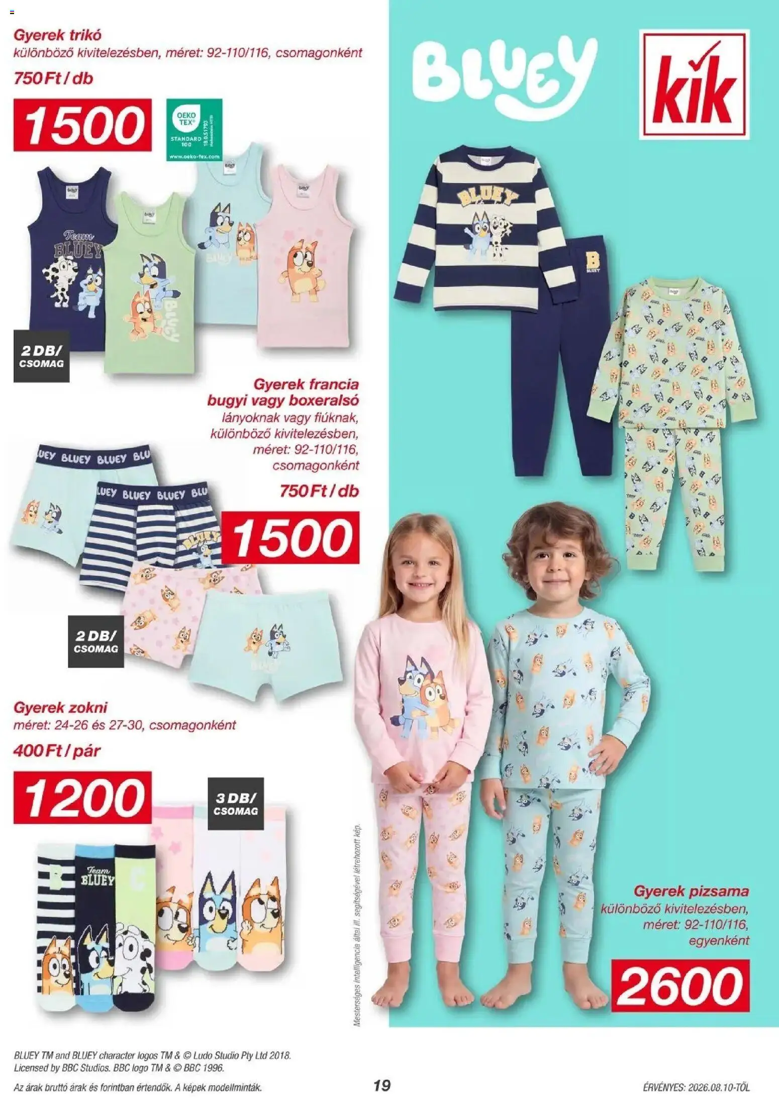 Kik aktuális akciós újság - 2026.08.10. -tól/töl > akció, lapozható szórólap 🛍️ | Oldal: 19 | Termékek: Boxeralsó, Bugyi, Zokni, Pizsama