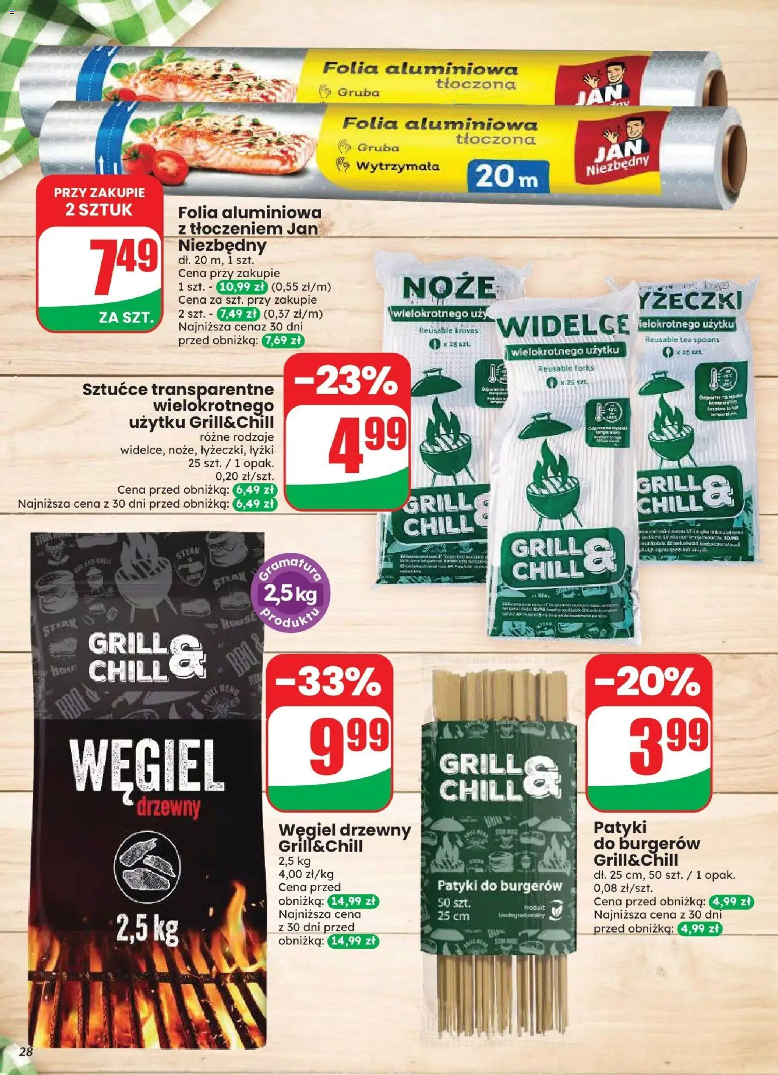 Dino gazetka od 12.08.2026 | Strona: 28 | Produkty: Folia aluminiowa, Noże, Folia, Sztućce