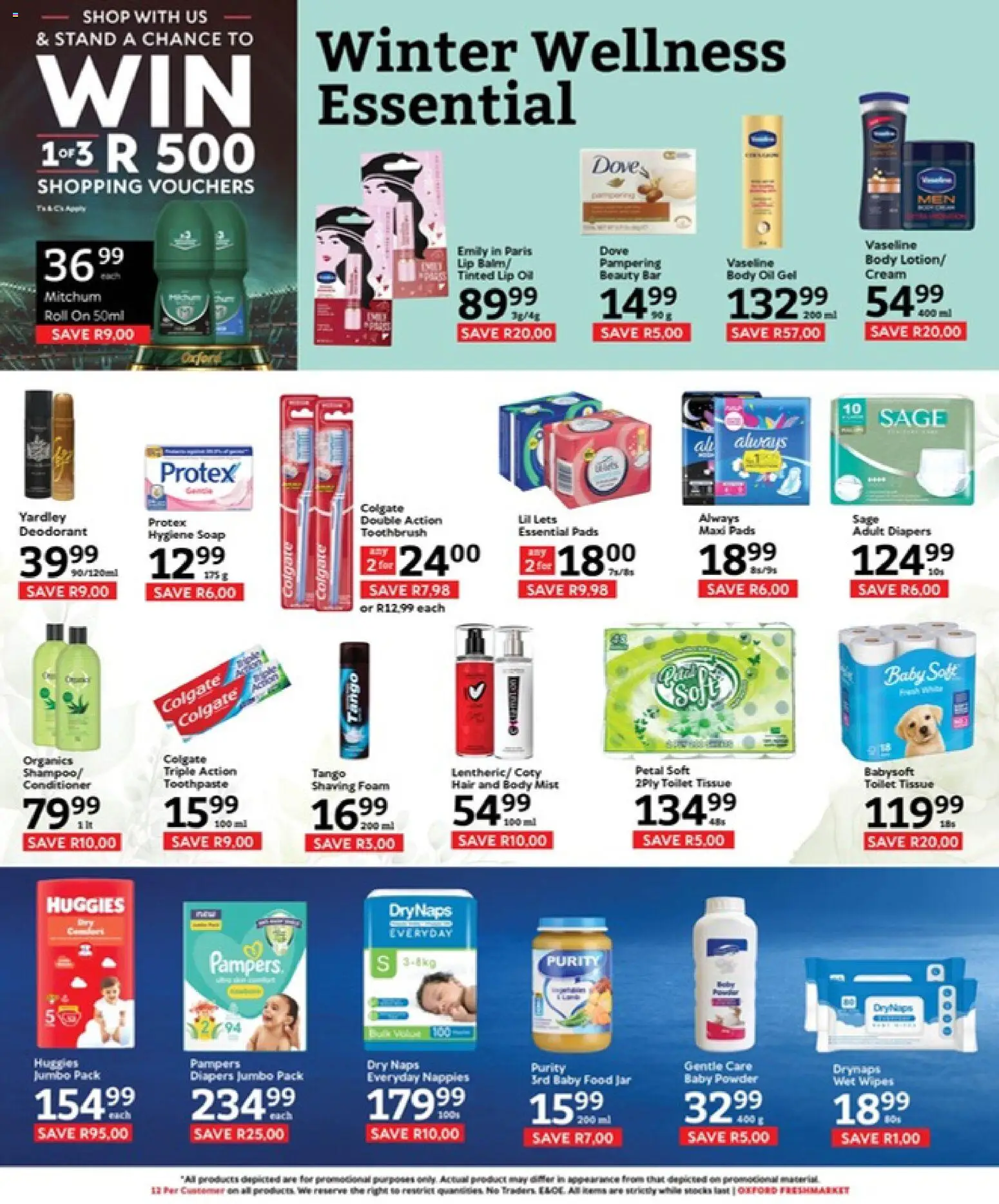 New Oxford Freshmarket catalogue – valid from 02/09/2026 | Page: 12 | Products: Diapers, Oil, Powder, Deodorant