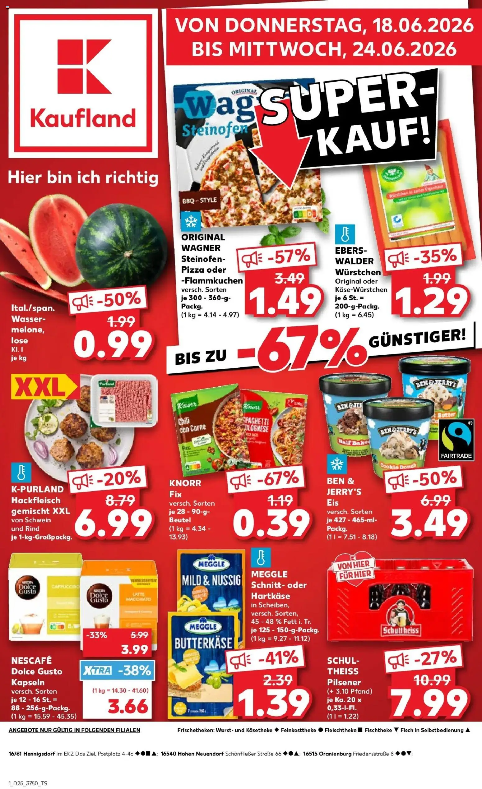 Kaufland Prospekt Oranienburg – gültig ab 15.06.2026 | Seite: 12 | Produkte: Nescafe, Chili, Pizza, Eis