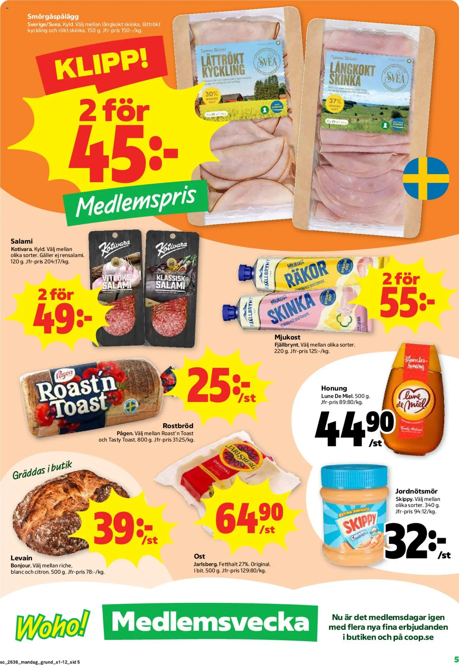 Stora Coop reklamblad aktuell från 31/08/2026 | Sida: 5 | Produkter: Rostbröd, Skinka, Mjukost, Kyckling