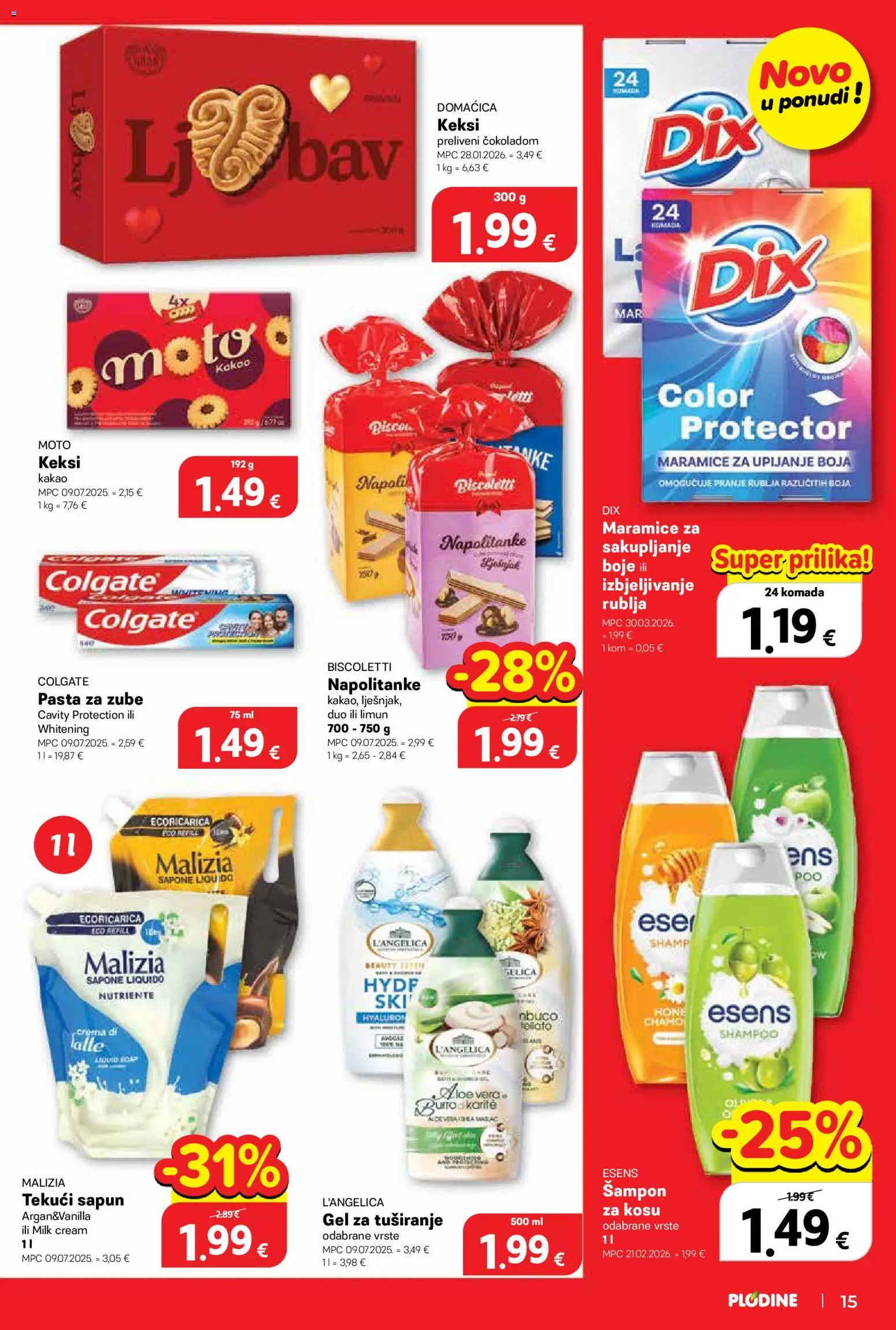 Plodine katalog | vrijedi od 06.05.2026 | Stranica: 15 | Proizvodi: Napolitanke, Limun, Pasta, Kakao