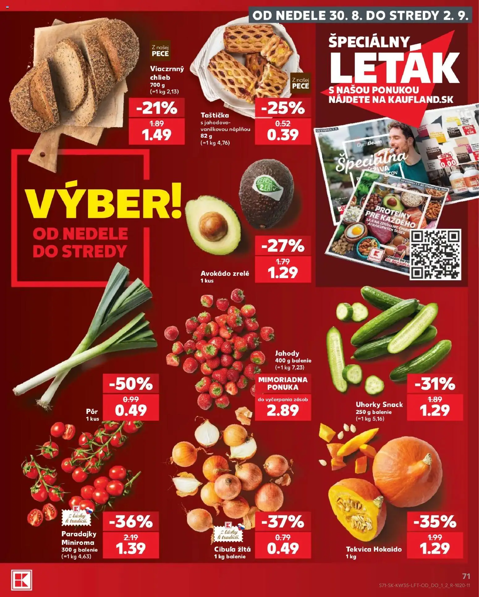 Kaufland SK akciós ujság - amely érvényes a következő dátumtól: 2026.08.27. | Oldal: 71 | Termékek: Protein, Avokádó