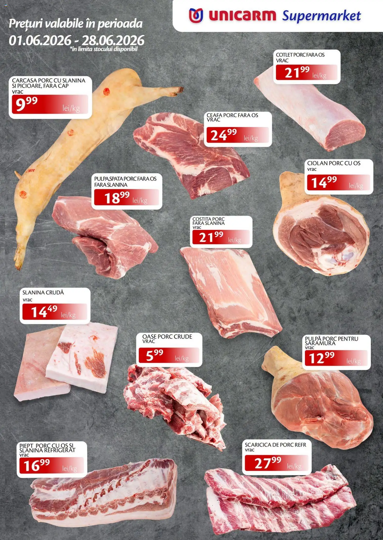 Noul catalog Unicarm – valabil de la 01.06.2026 | Pagină: 1 | Produse: Carcasă, Lait de coco, Cotlet porc
