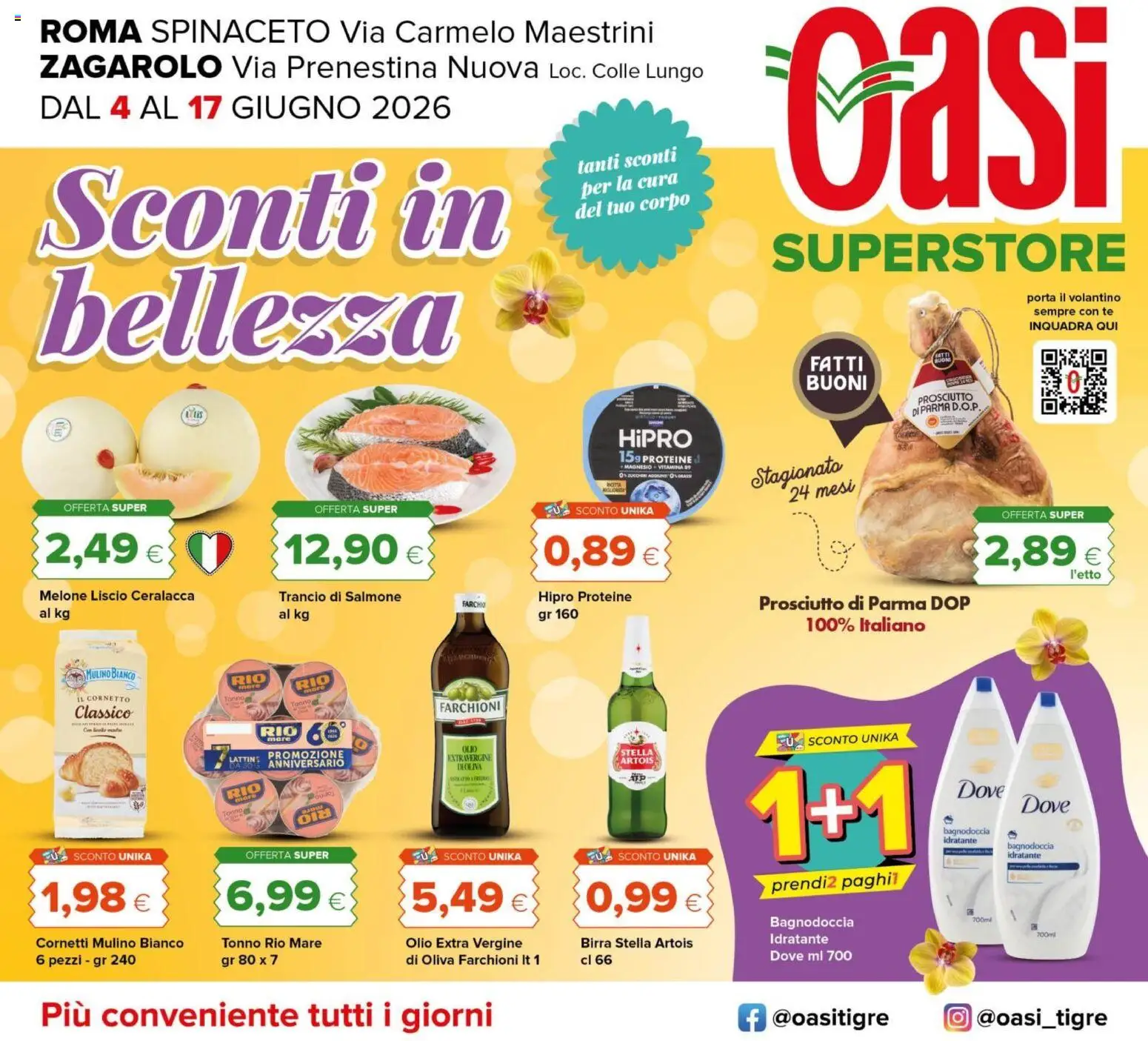 Volantino Oasi del 04.06.2026 | Pagina: 1 | Prodotti: Birra, Cornetto, Olio, Melone