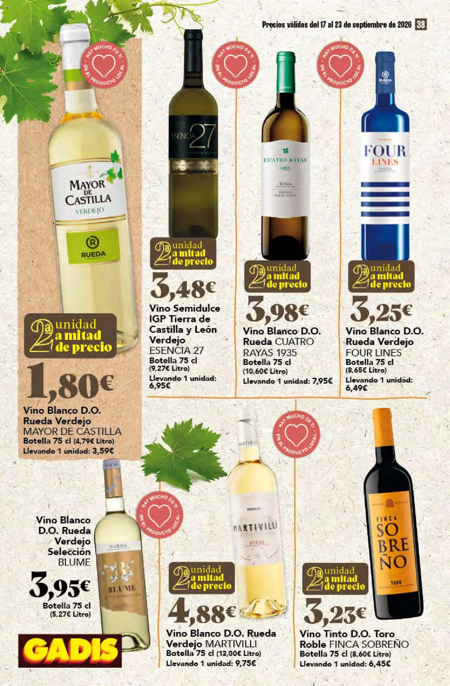 Gadis folleto │ válido desde el 17/09/2026 | Página: 38 | Productos: Vino tinto, Vino, Vino blanco, Tierra