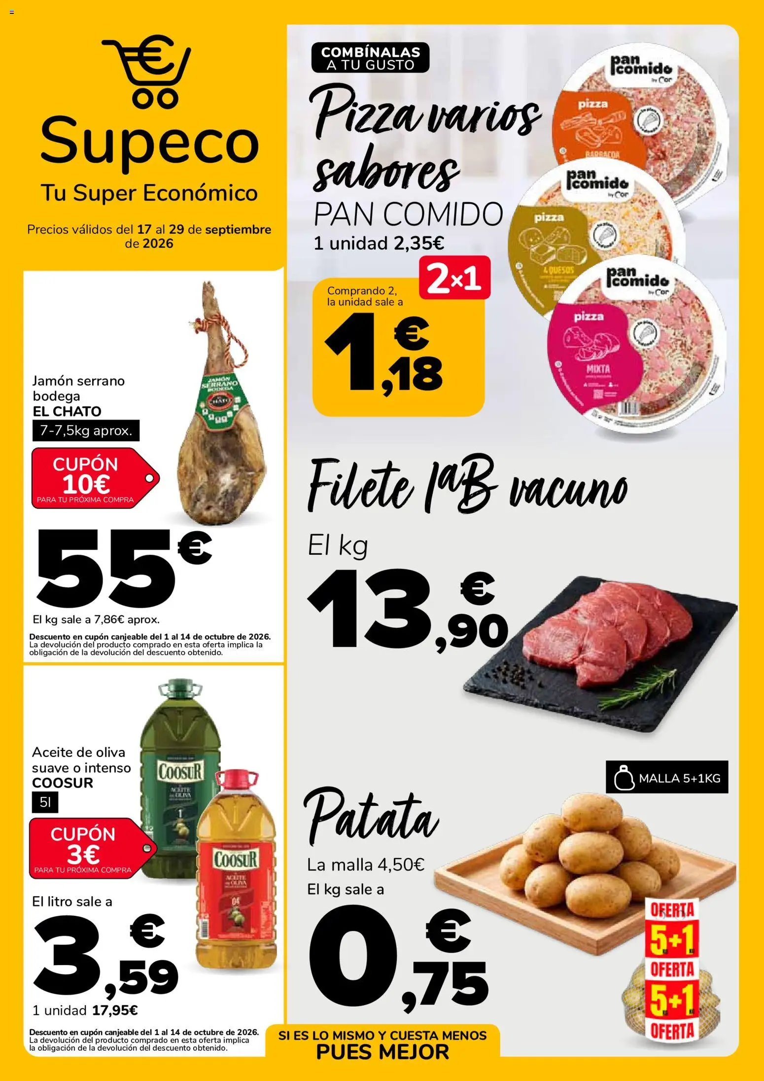 Supeco - folleto │ válido desde el 17/09/2026 | Página: 1 | Productos: Jamón serrano, Jamón, Pizza, Filete