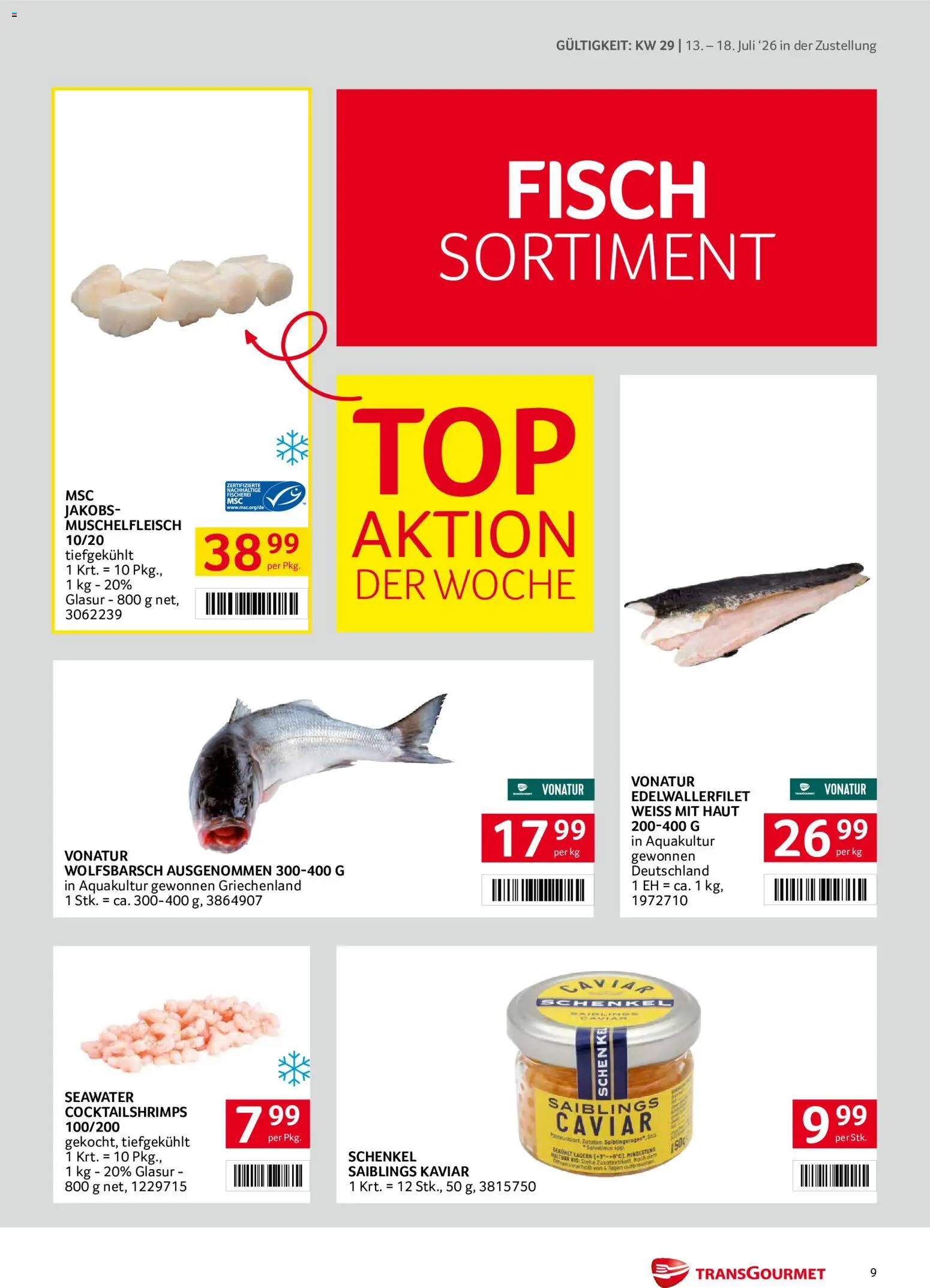 Transgourmet Zustellaktion gültig ab 13.07.2026 | Seite: 9 | Produkte: Fisch